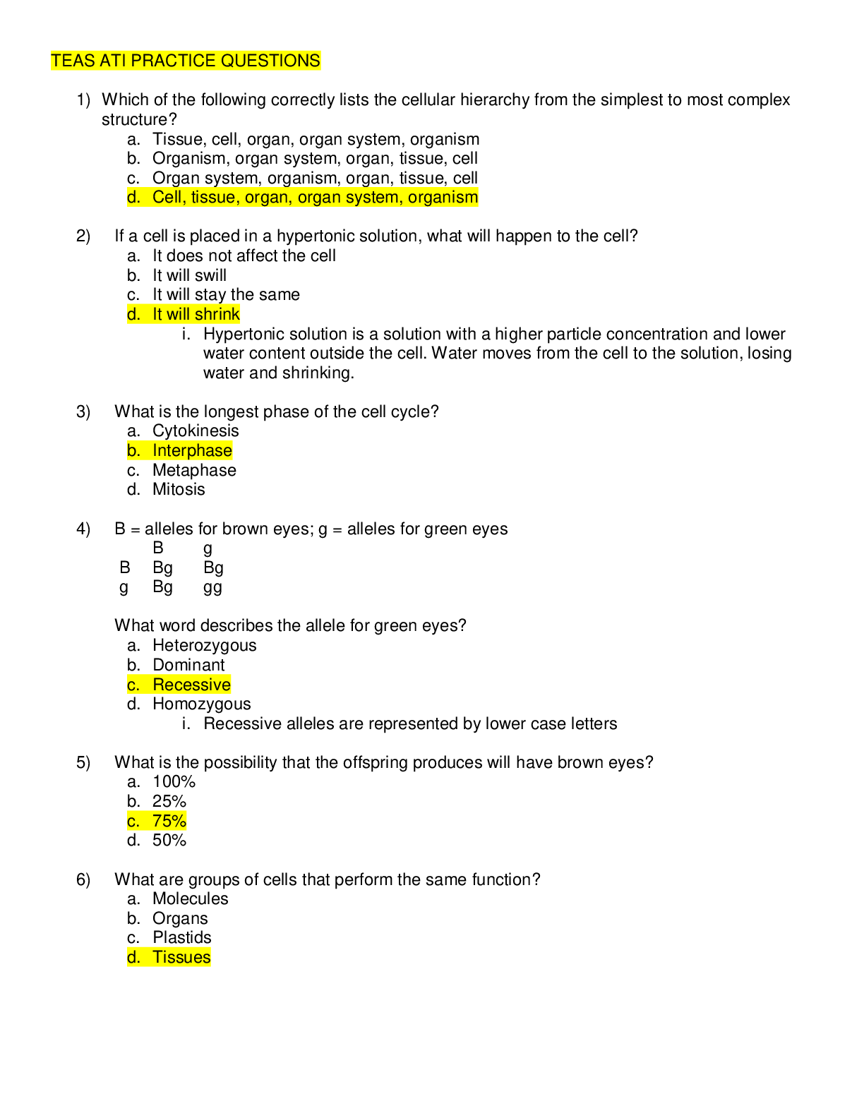 Preview of ATI  TEAS 7 PRACTICE Questions & Answers.