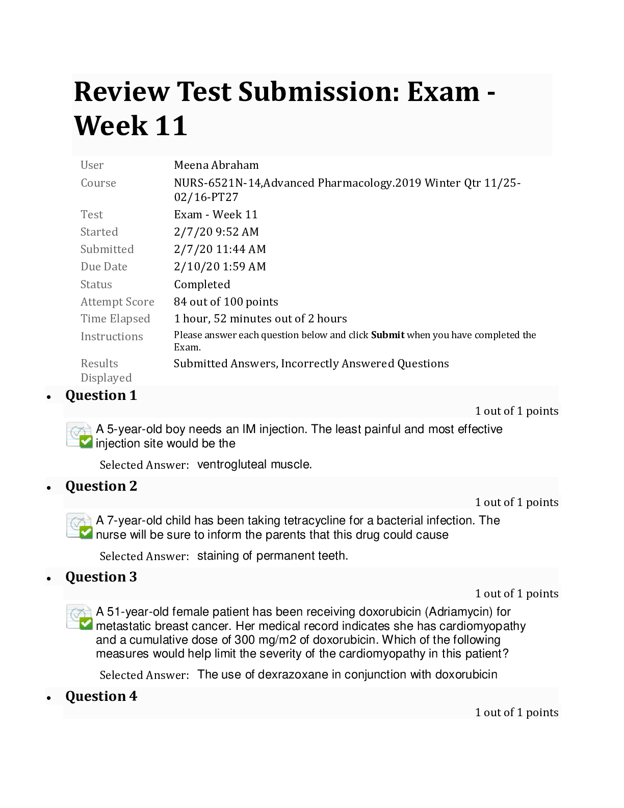 Preview of NURS 6521N Pharma Final 3  Review Test Submission: Exam - Week 11