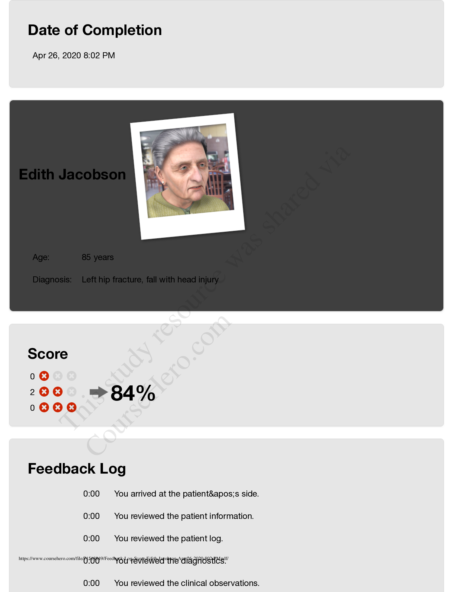 Preview of Edith Jacobson -Feedback Log