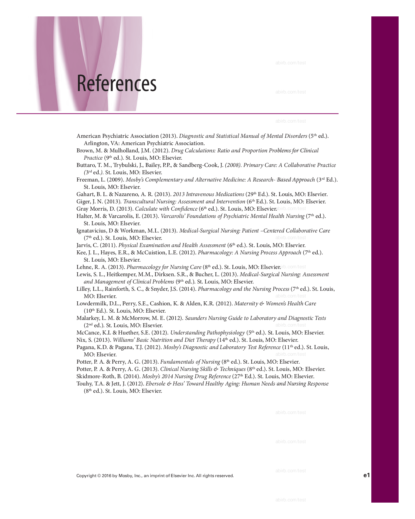 Preview of REFERENCES- Winningham’s Critical Thinking Cases in Nursing 6th Edition Test Bank
