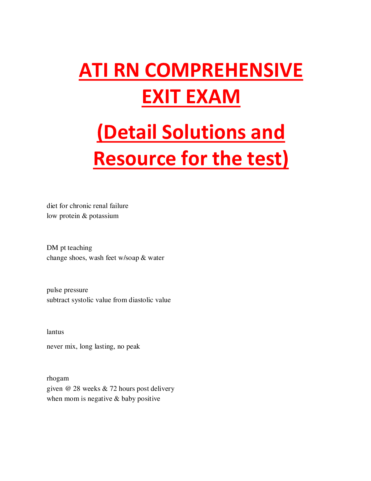Preview of ATI RN COMPREHENSIVE EXIT EXAM 2021.Free!!!