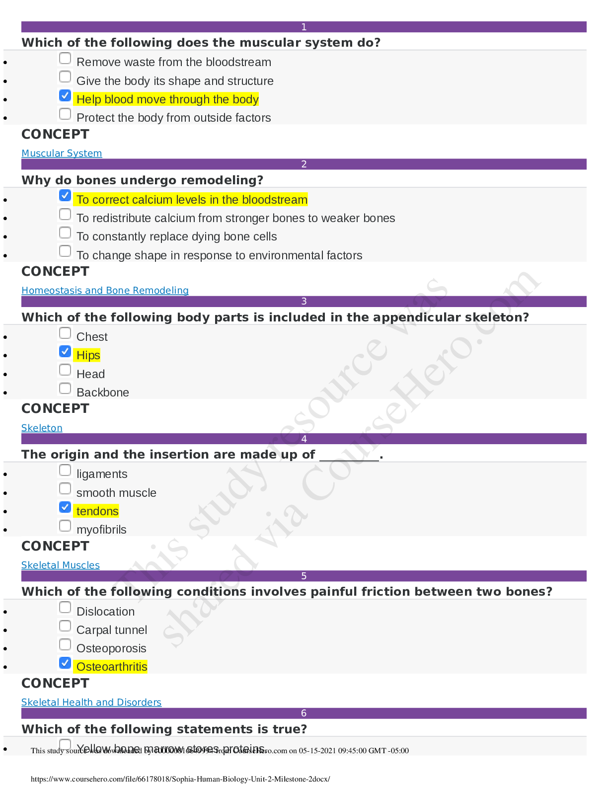 Preview of Sophia - Human Biology - Unit 2 Milestone 2