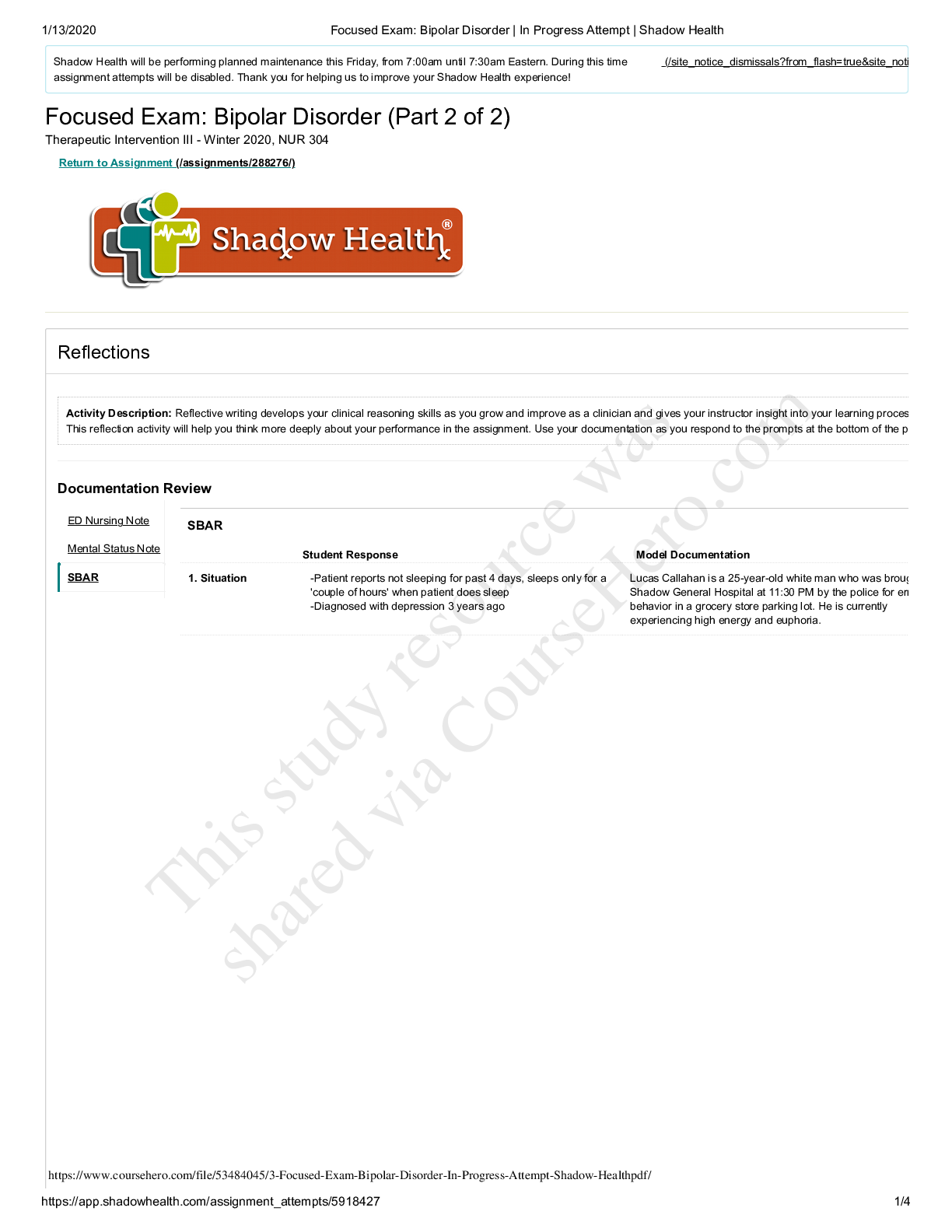 Preview of NUR 304 3 Focused Exam_ Bipolar Disorder _ In Progress Attempt _ Shadow Health