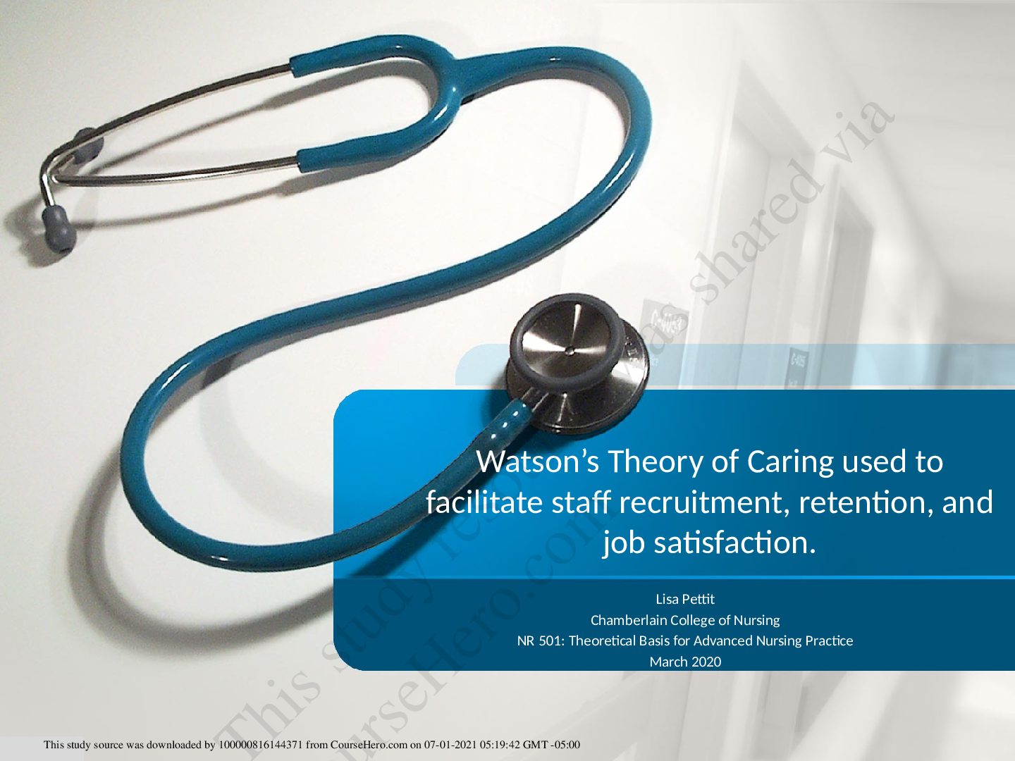 Preview image for NR 501 Week 7 Theoretical Framework PowerPoint (A+ Rated, Complete solution guide)