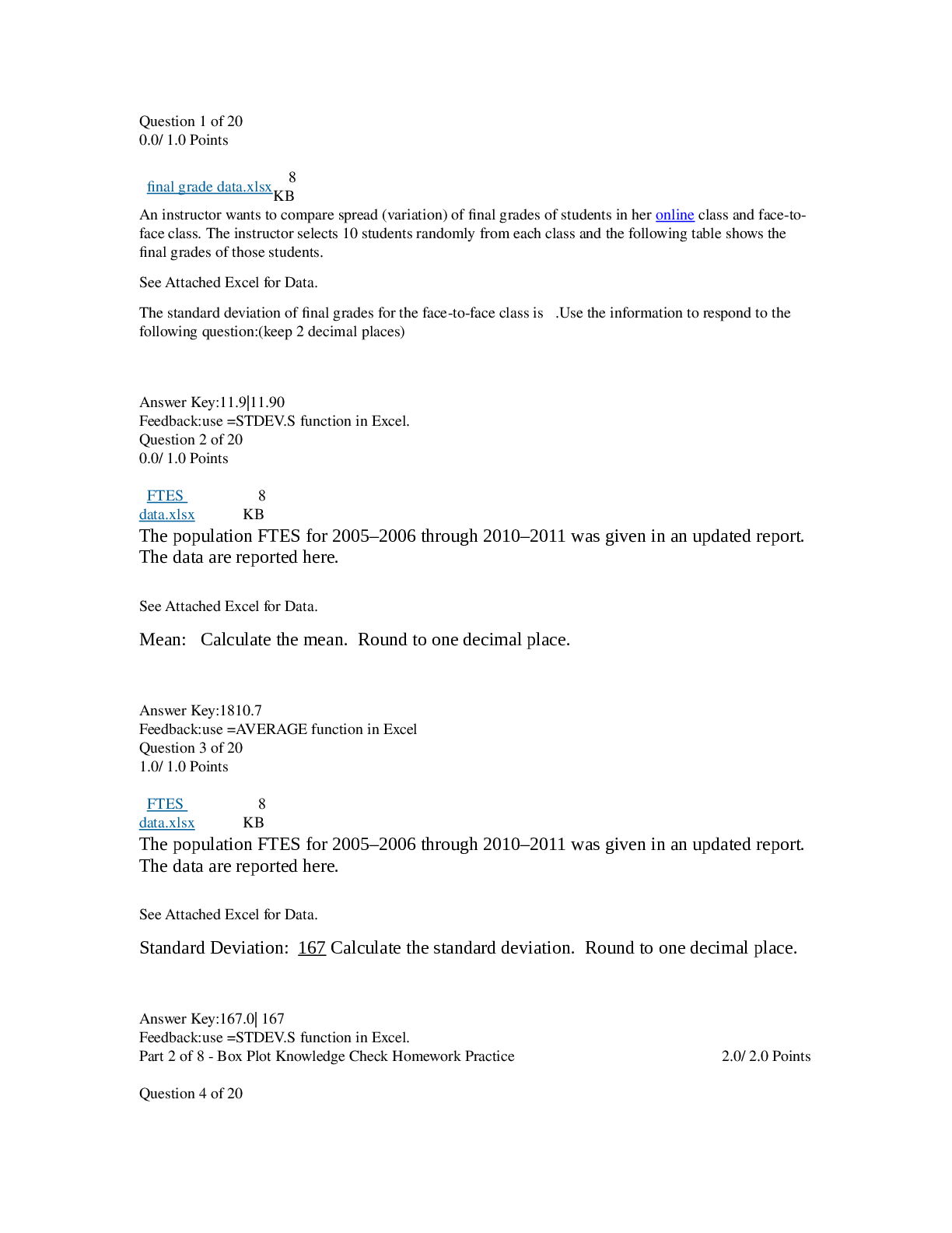 Preview image for American Military University; Math 302 Knowledge Test 2 (answered)