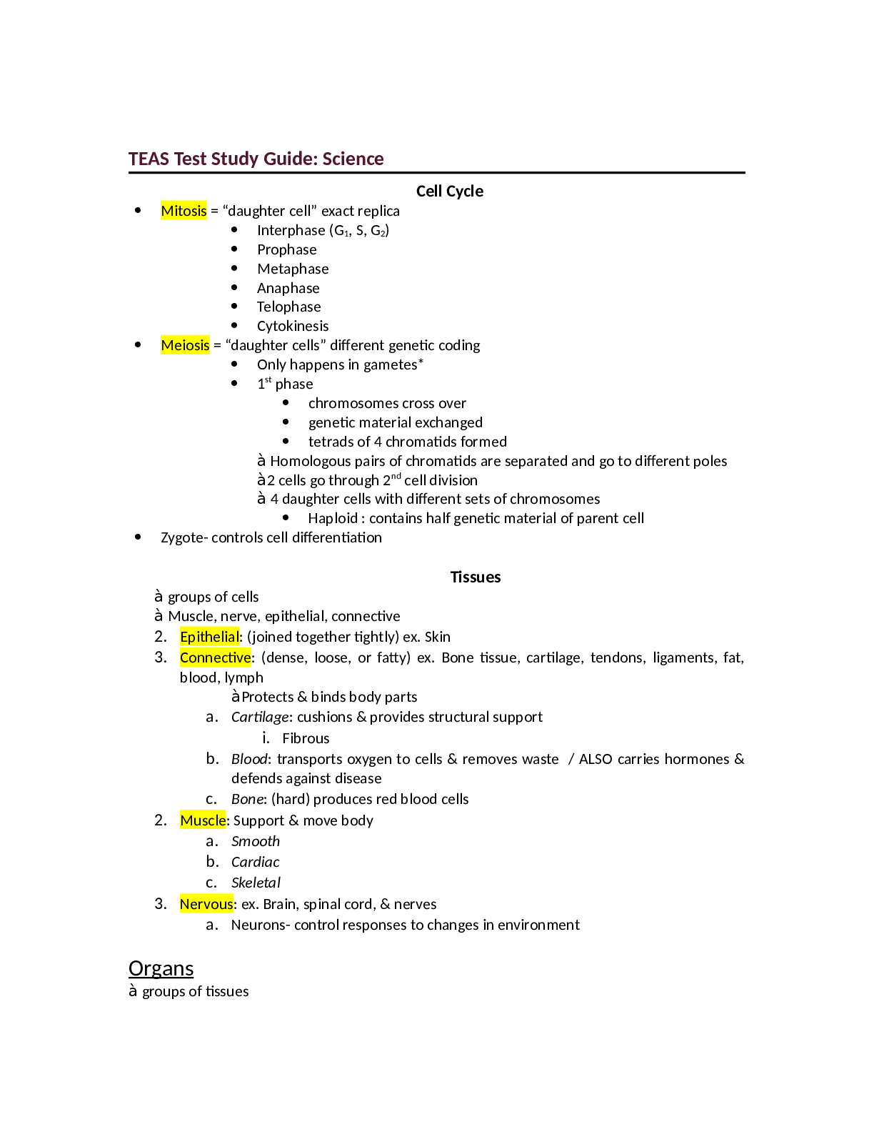 Preview of BIOLOGY 110 TEAS TEST STUDY GUIDE SCIENCE| ATI TEAS 6 A & P