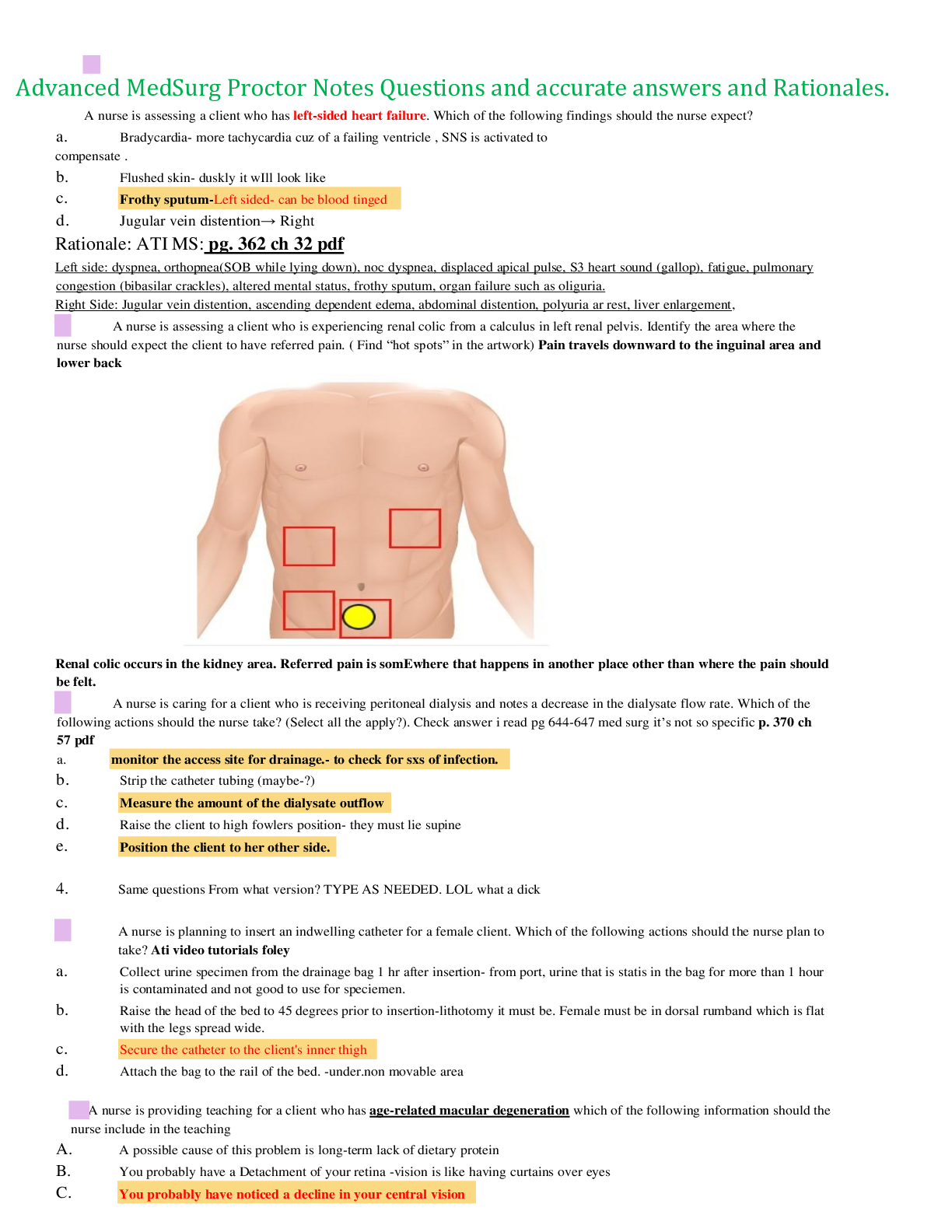 Preview of Advanced MedSurg Proctored Notes LATEST VERSION GRADED A.