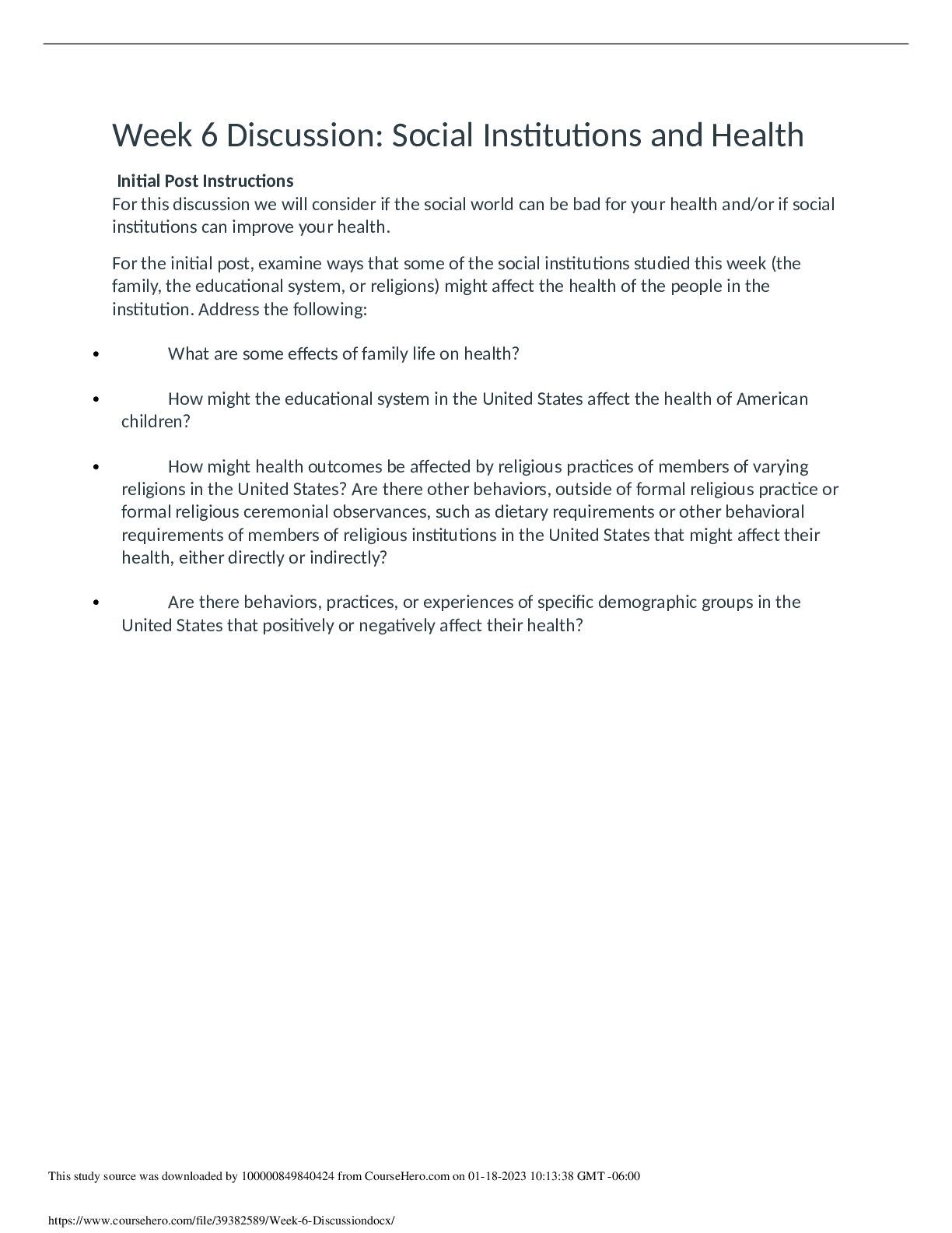 Preview of HIST 410N Week 6 Discussion: Epic Changes in Africa Asia and the Middle East (Option 2: Af