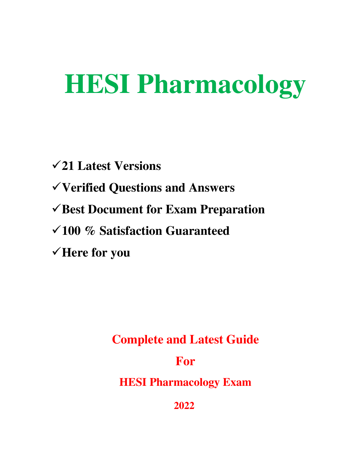 Preview of HESI PHARMACOLOGY EXAM 21 LATEST VERSIONS 2021-2022