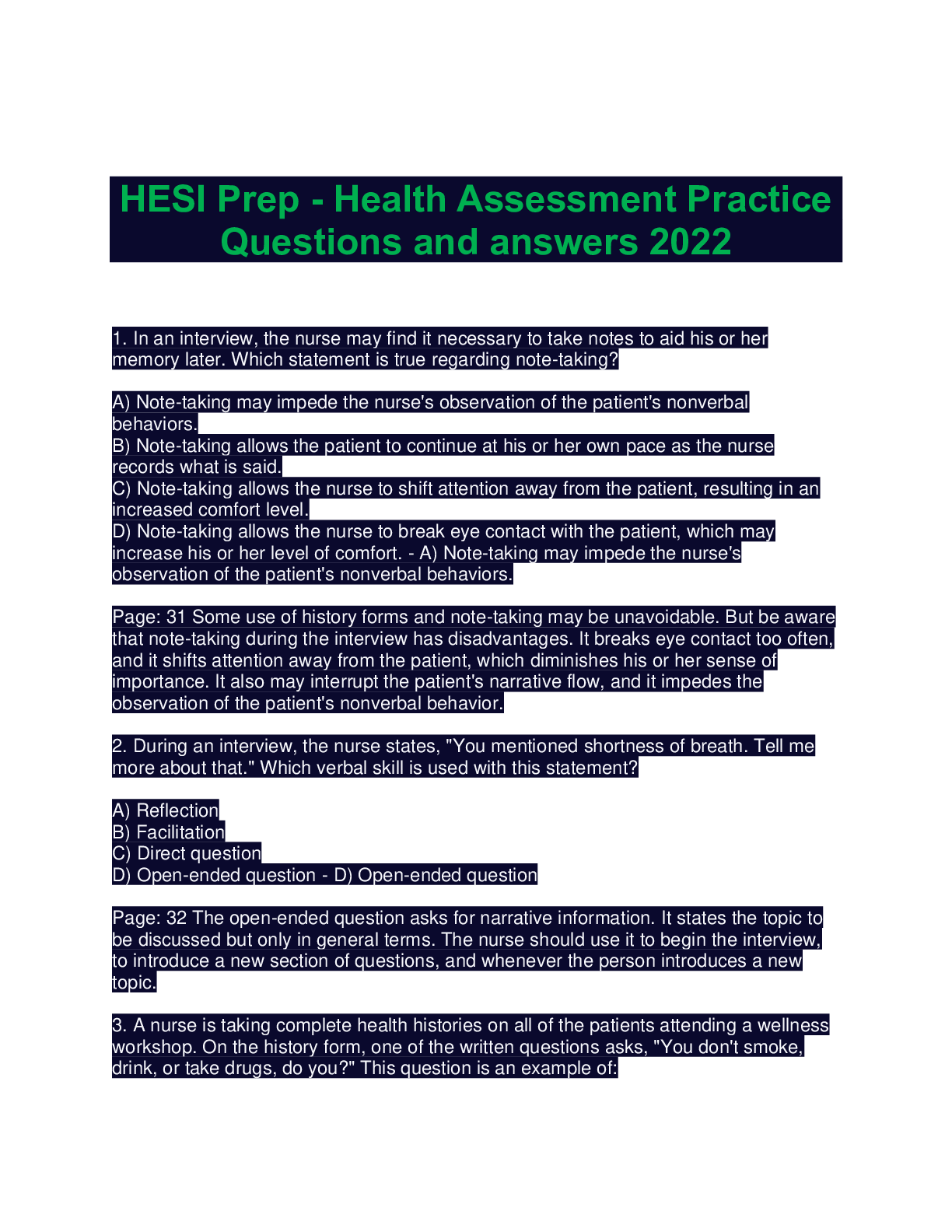 Preview image for HESI_Prep_health_care_practice_questions_and_answers_2022. Latest.pdf.pdf