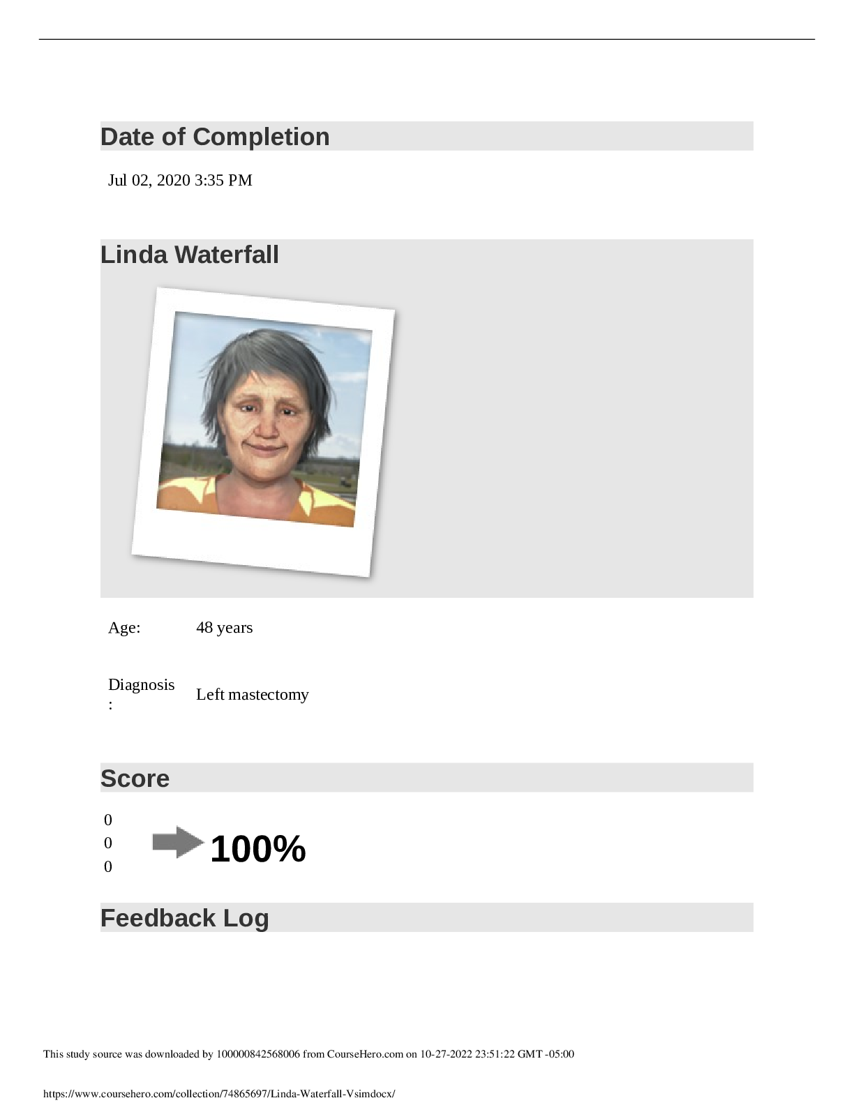 Preview image for LINDA WATERFALL Case: Severe Anxiety Vsim