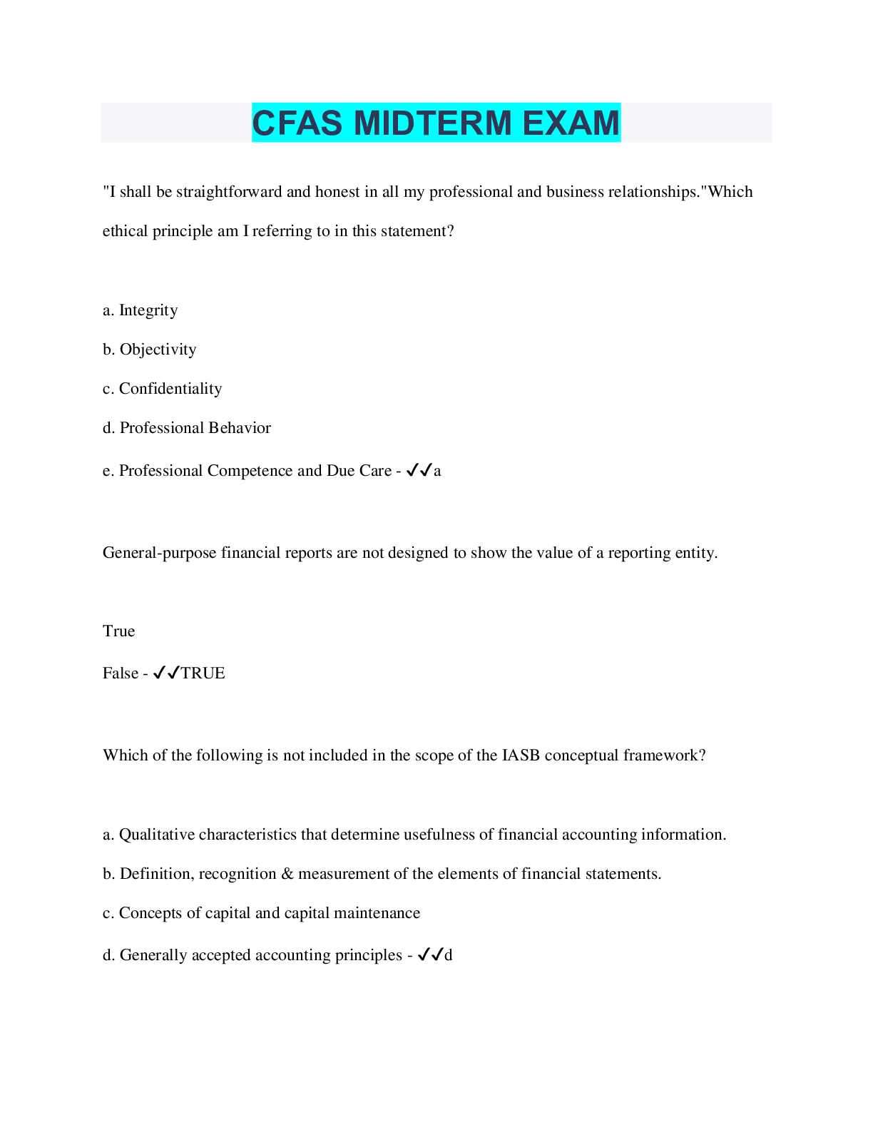 Preview image for CFAS MIDTERM EXAM | 50 Questions with 100% Correct Answers | Verified