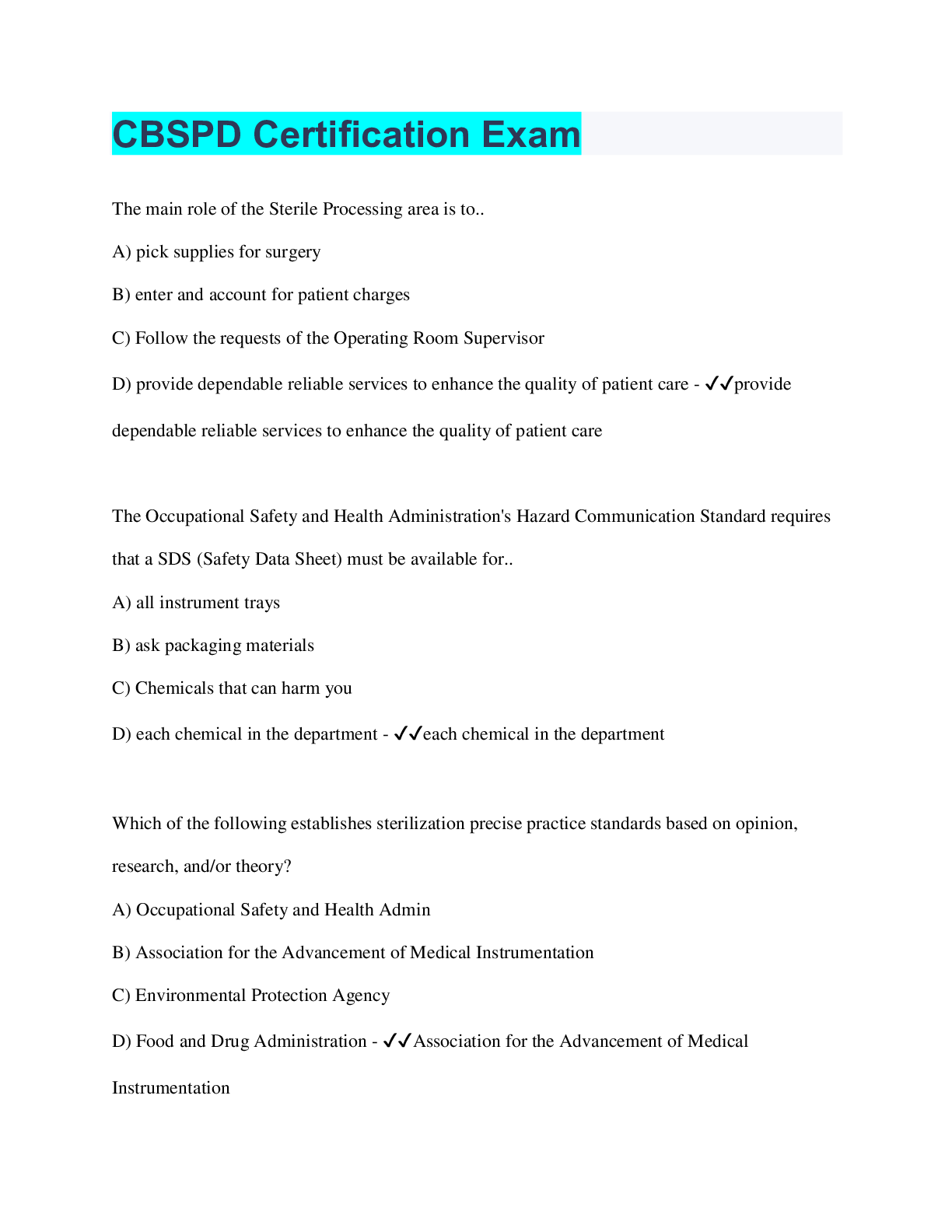 Preview image for CBSPD Certification Exam | Questions with 100% Correct Answers | Verified