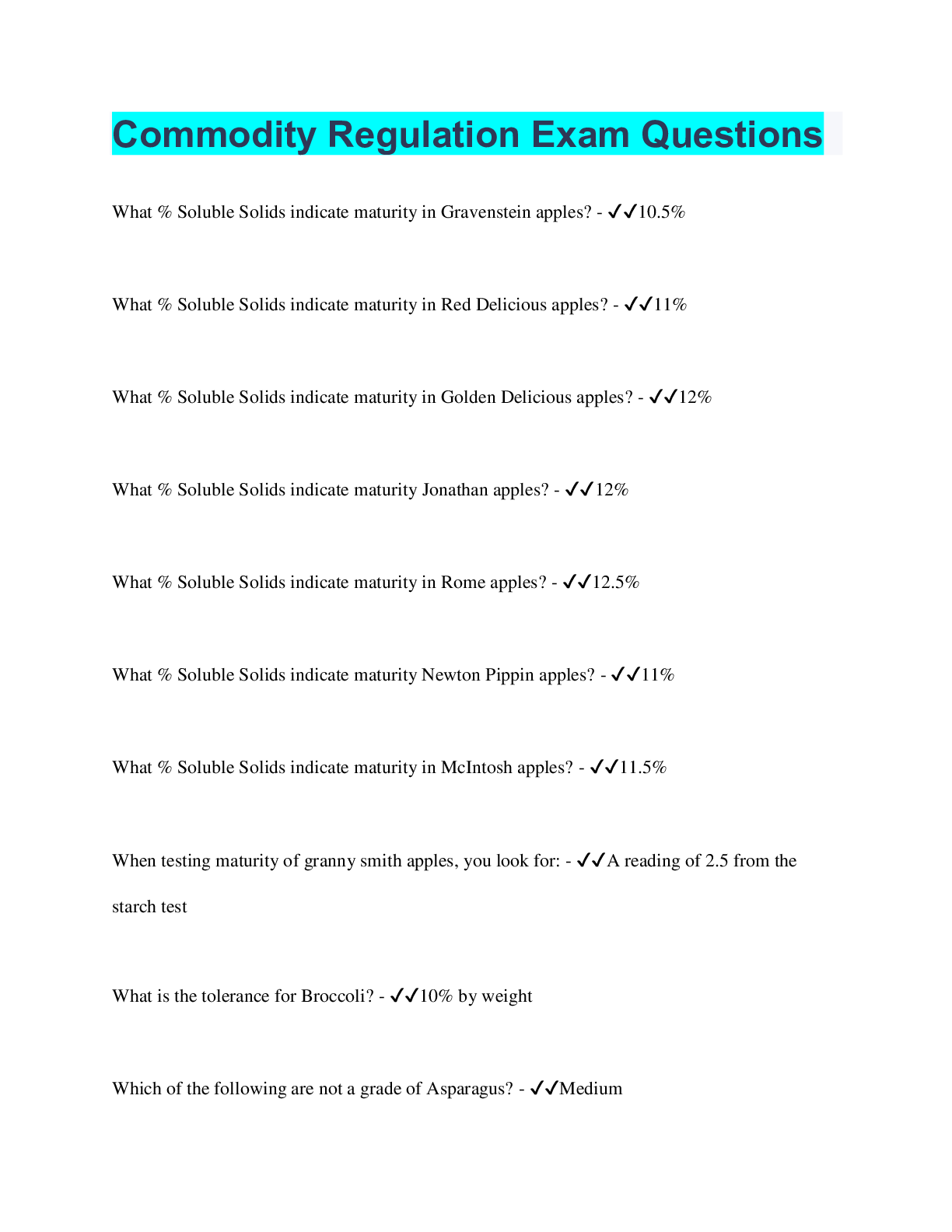 Preview image for Commodity Regulation Exam Questions | 305 Questions with 100% Correct Answers | Verified | 42 Pages