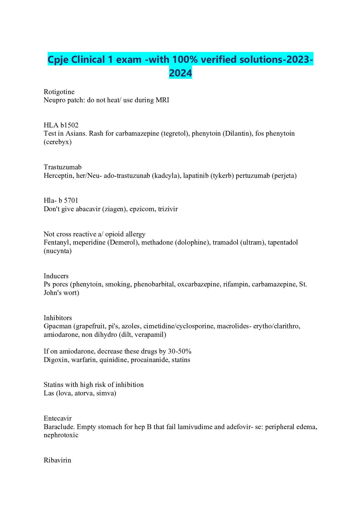 Preview image for Cpje Clinical 1 exam -with 100% verified solutions-2023-2024