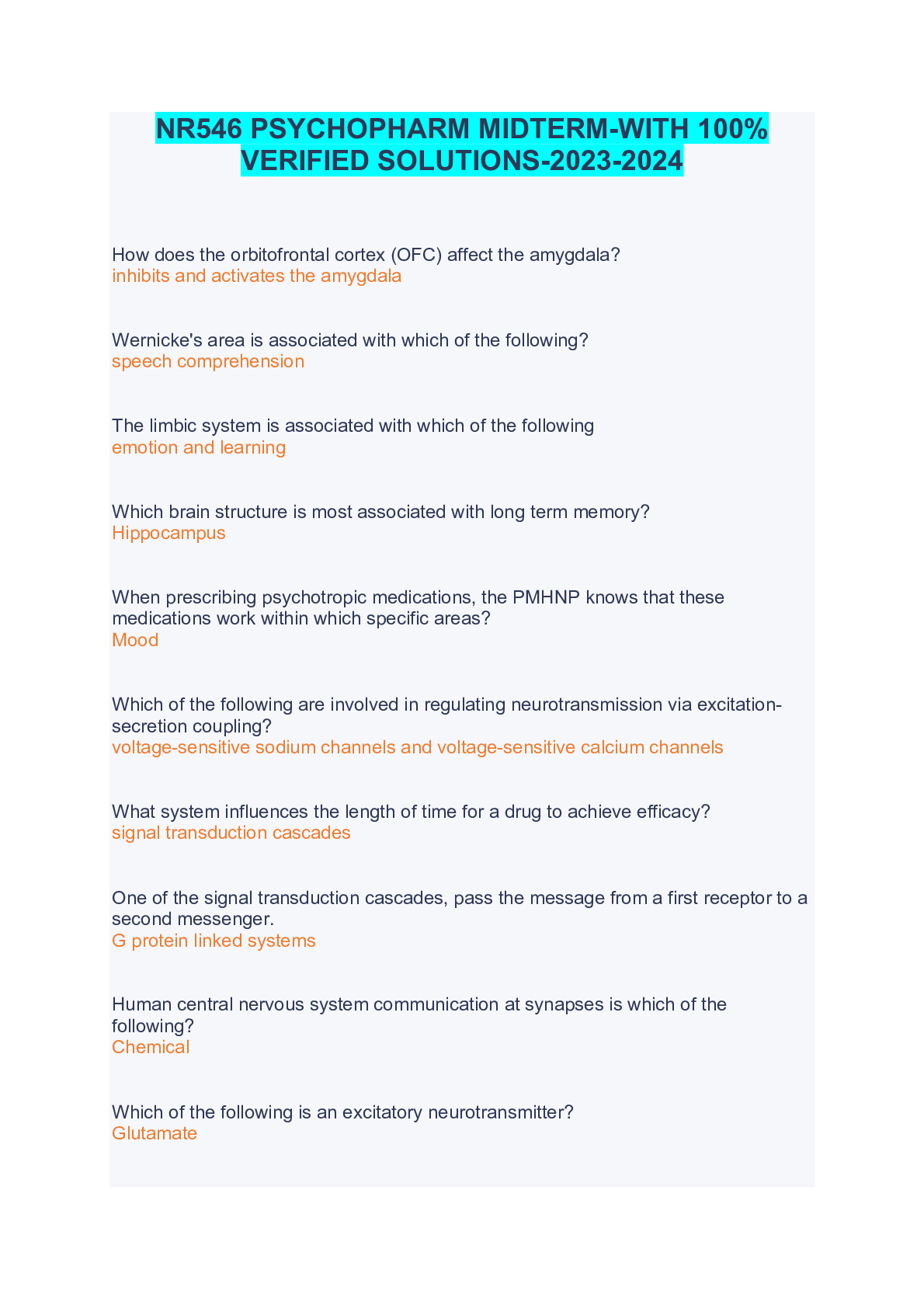 Preview image for NR546 PSYCHOPHARM MIDTERM-WITH 100% VERIFIED SOLUTIONS-2023-2024