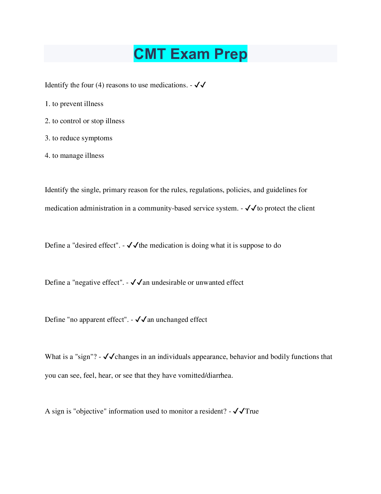 Preview image for CMT Exam Prep | 50 Questions with 100% Correct Answers | Verified