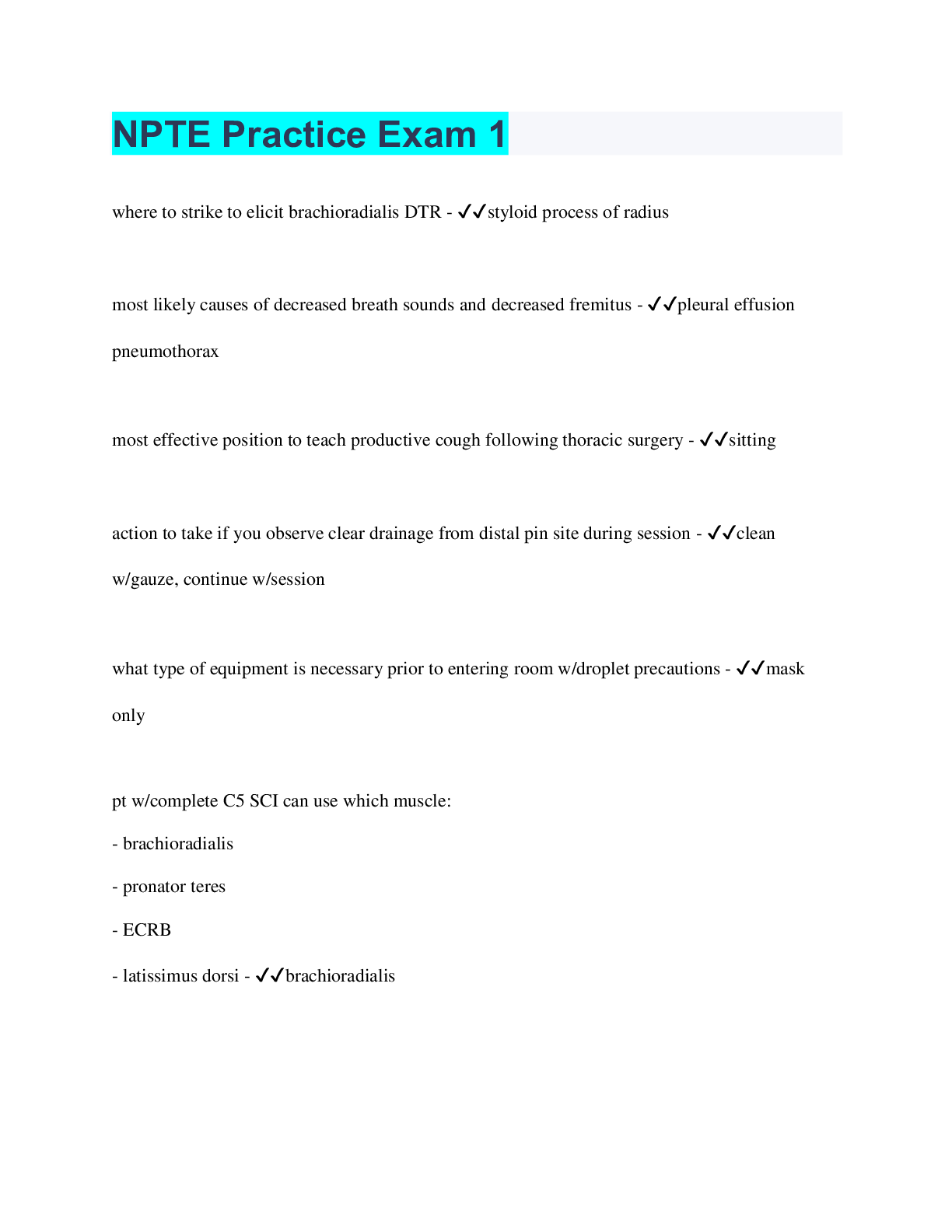 Preview image for NPTE Practice Exam 1 | 82 Questions with 100% Correct Answers | Verified