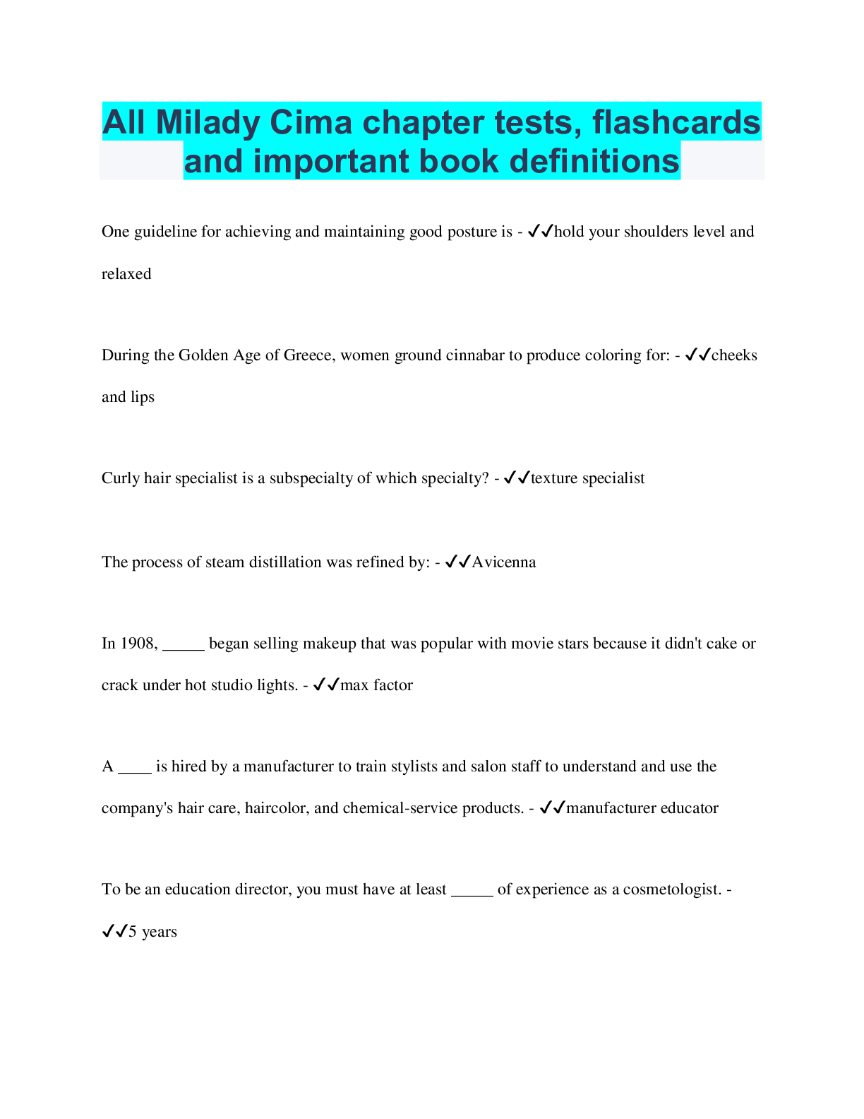 Preview image for chapter tests, flashcards, and important book definitions | 203 Questions with 100% Correct Answers | Verified | 25 Pages