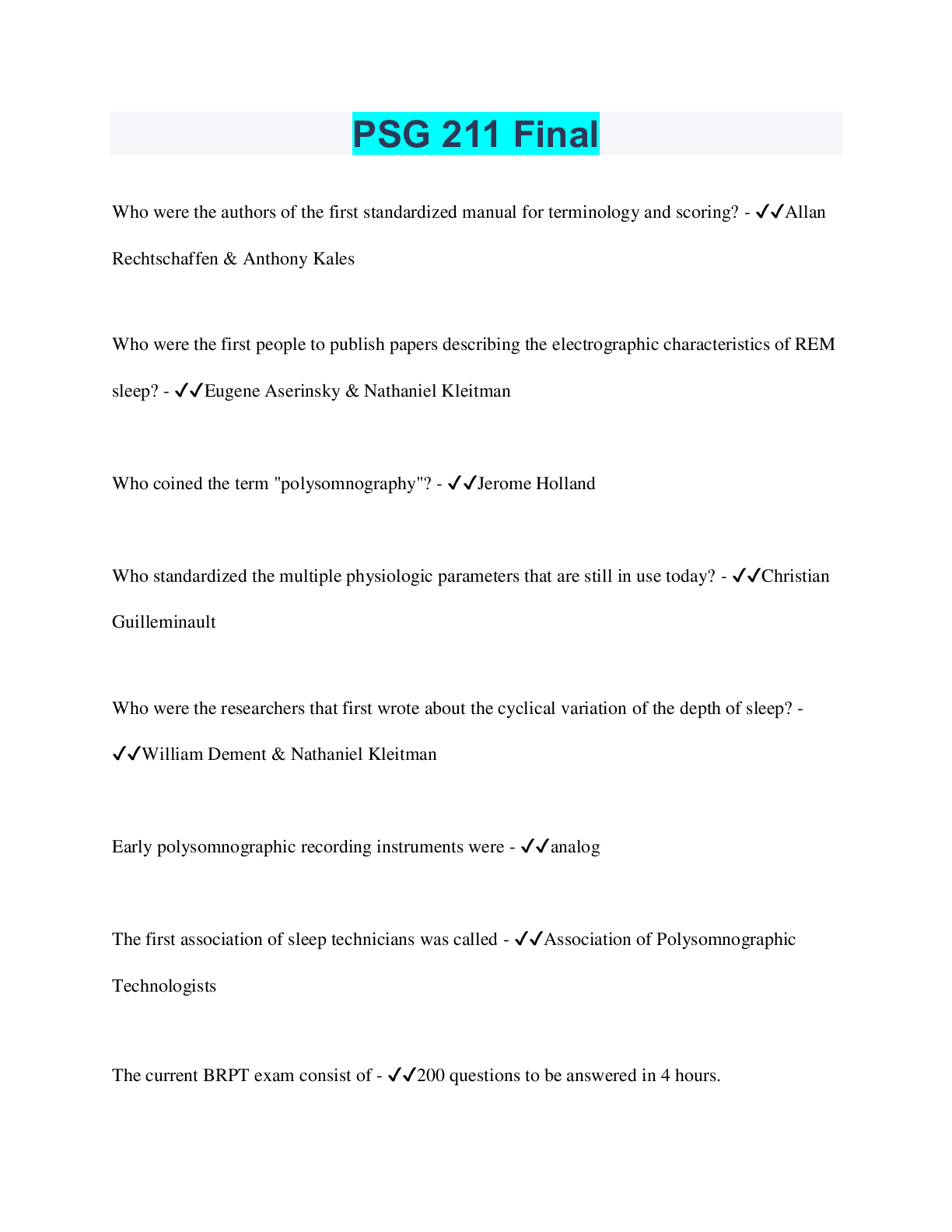 Preview image for PSG 211 Final | 130 Questions with 100% Correct Answers | Verified