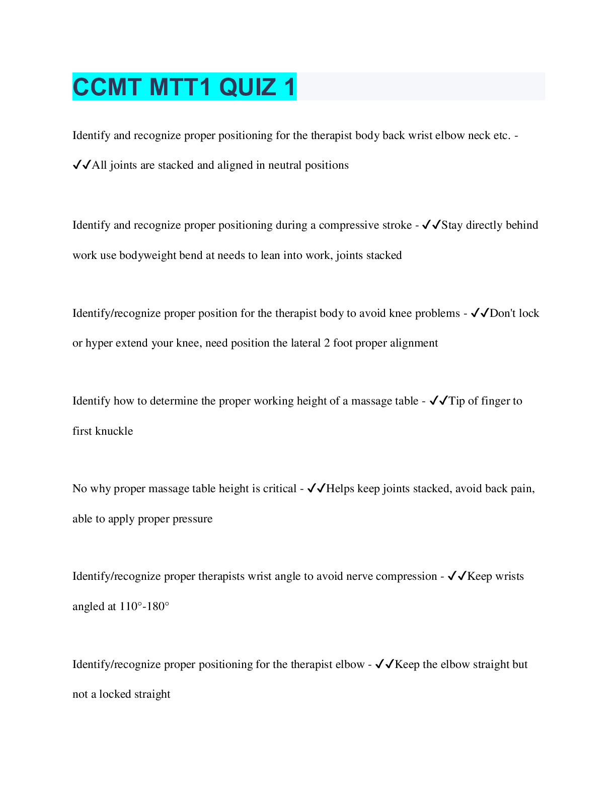 Preview image for CCMT MTT1 QUIZ 1 | Questions with 100% Correct Answers | Verified