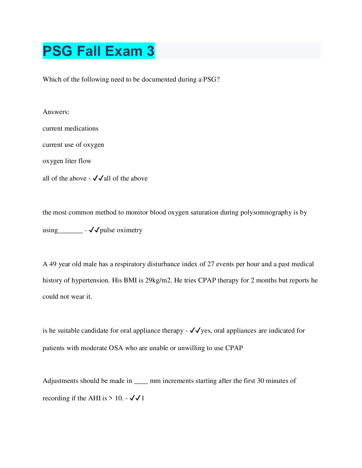 Preview image for PSG Fall Exam 3 | 37 Questions with 100% Correct Answers | Verified