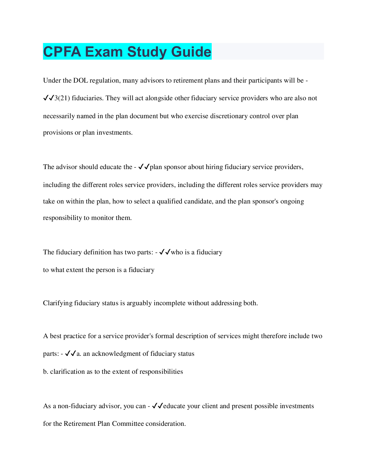 Preview image for CPFA Exam Study Guide | 162 Questions with 100% Correct Answers | Verified | 28 Pages