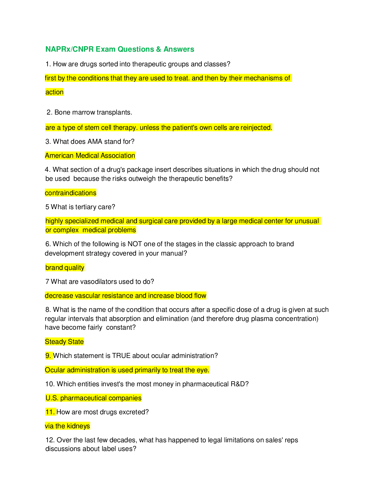 Preview image for NAPRx CNPR Exam WITH 160 Questions and Answers 2022