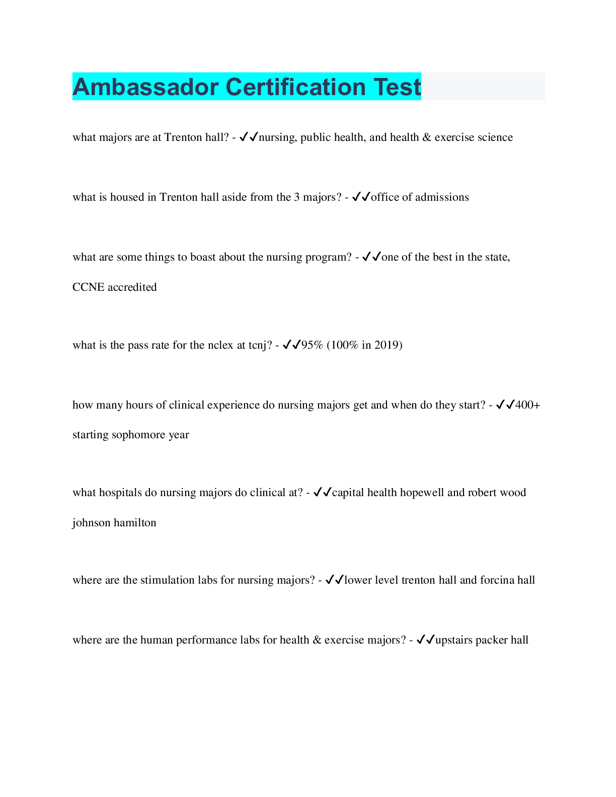 Preview image for Ambassador Certification Test | 111 Questions with 100% Correct Answers | Verified