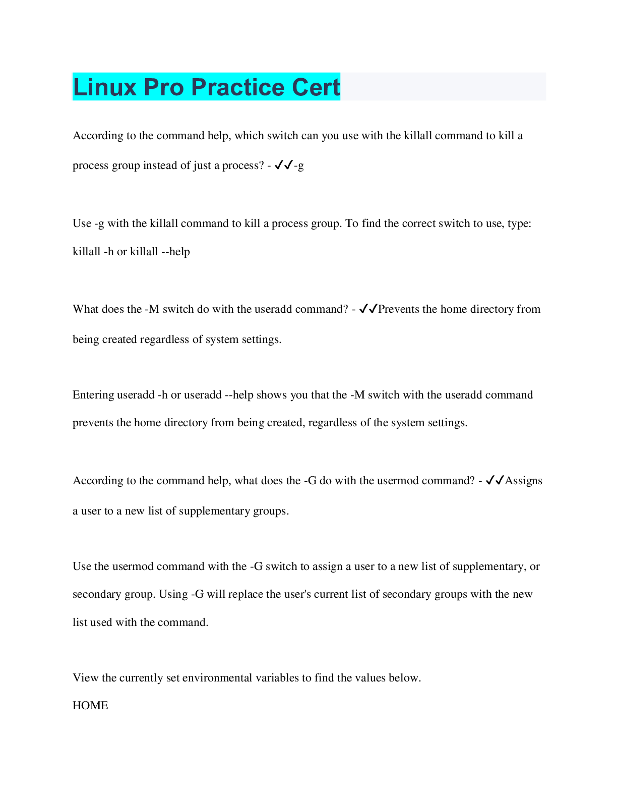 Preview image for Linux Pro Practice Cert | 88 Questions with 100% Correct Answers | Verified | 51 Pages