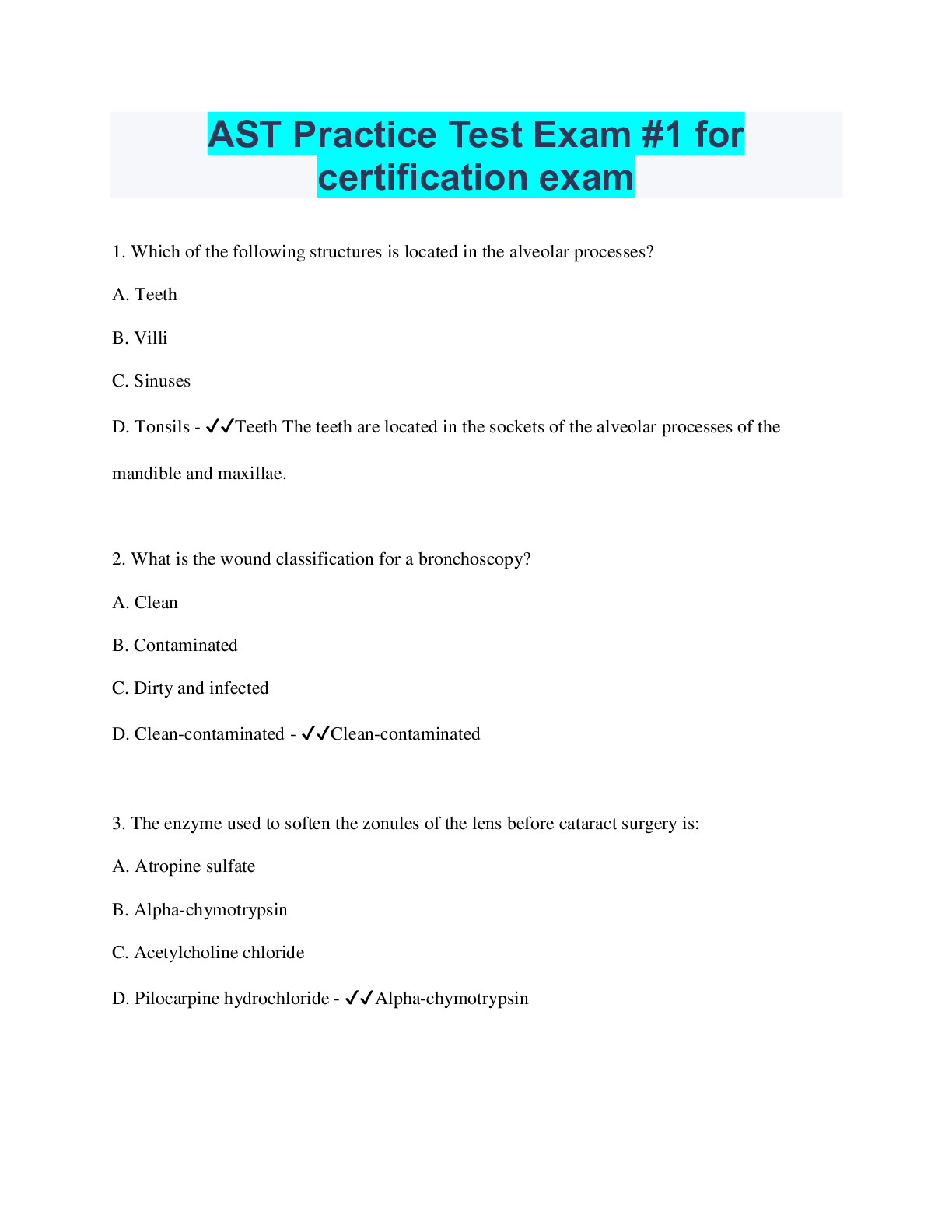 Preview image for AST Practice Test Exam #1 for certification exam | 175 Questions with 100% Correct Answers | Verified | 48 Pages