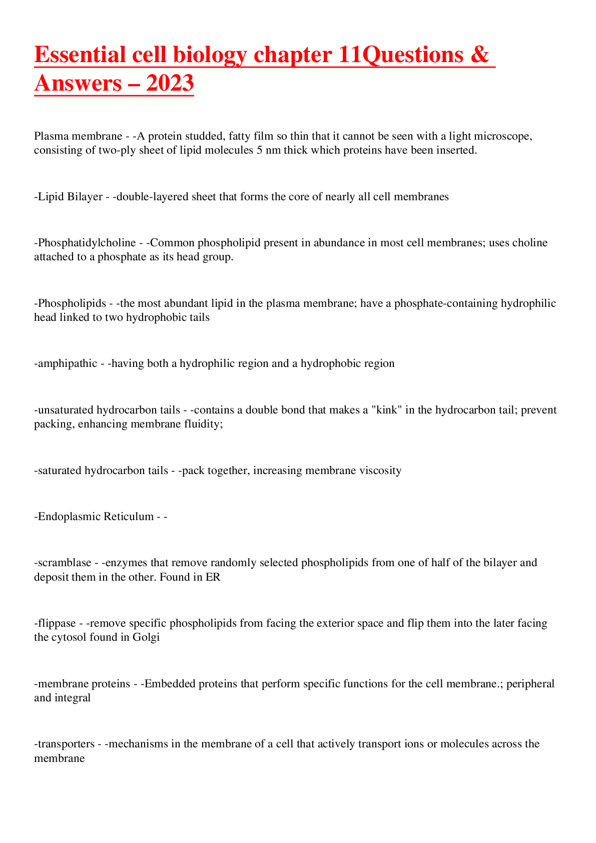 Preview image for Essential cell biology chapter 11Questions & Answers – 2023