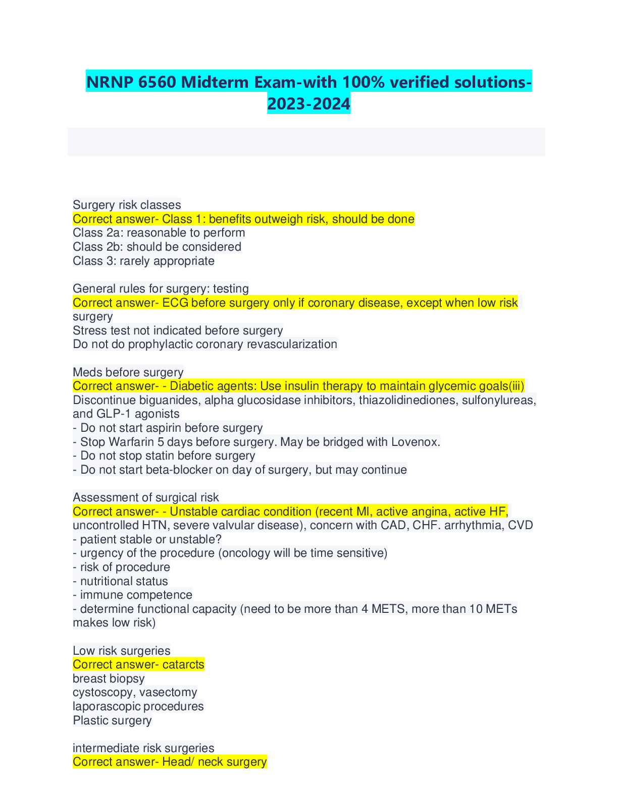 Preview image for NRNP 6560 Midterm Exam-with 100% verified solutions-2023-2024