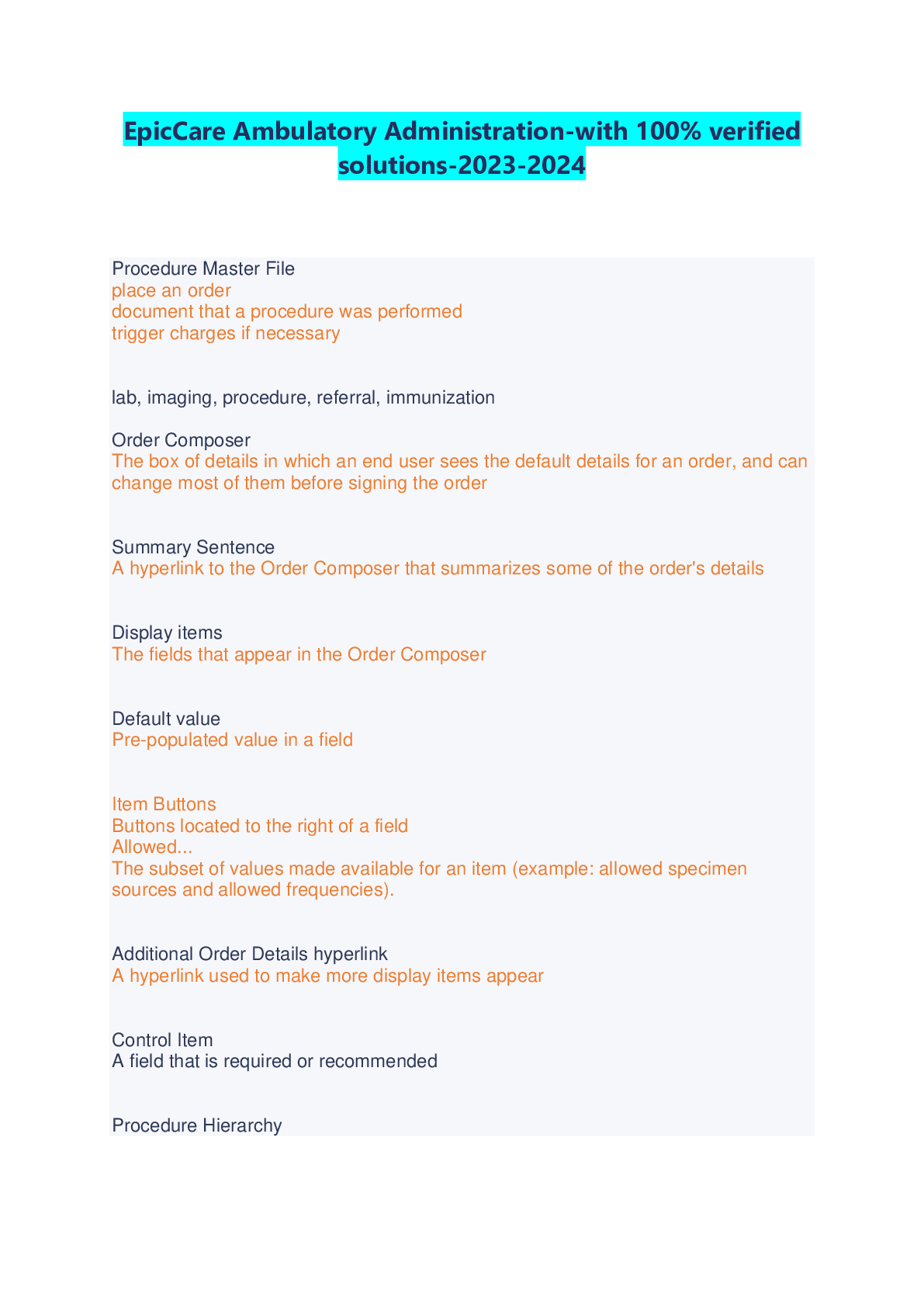 Preview image for EpicCare Ambulatory Administration-with 100% verified solutions-2023-2024