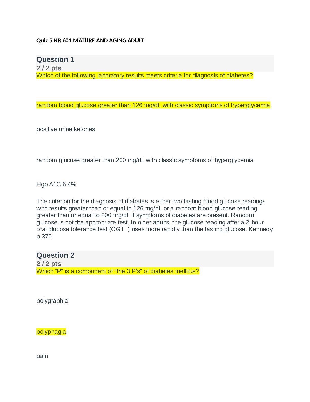 Preview image for Quiz 5 NR 601 MATURE AND AGING ADULT/ COMPLETE SOLUTION