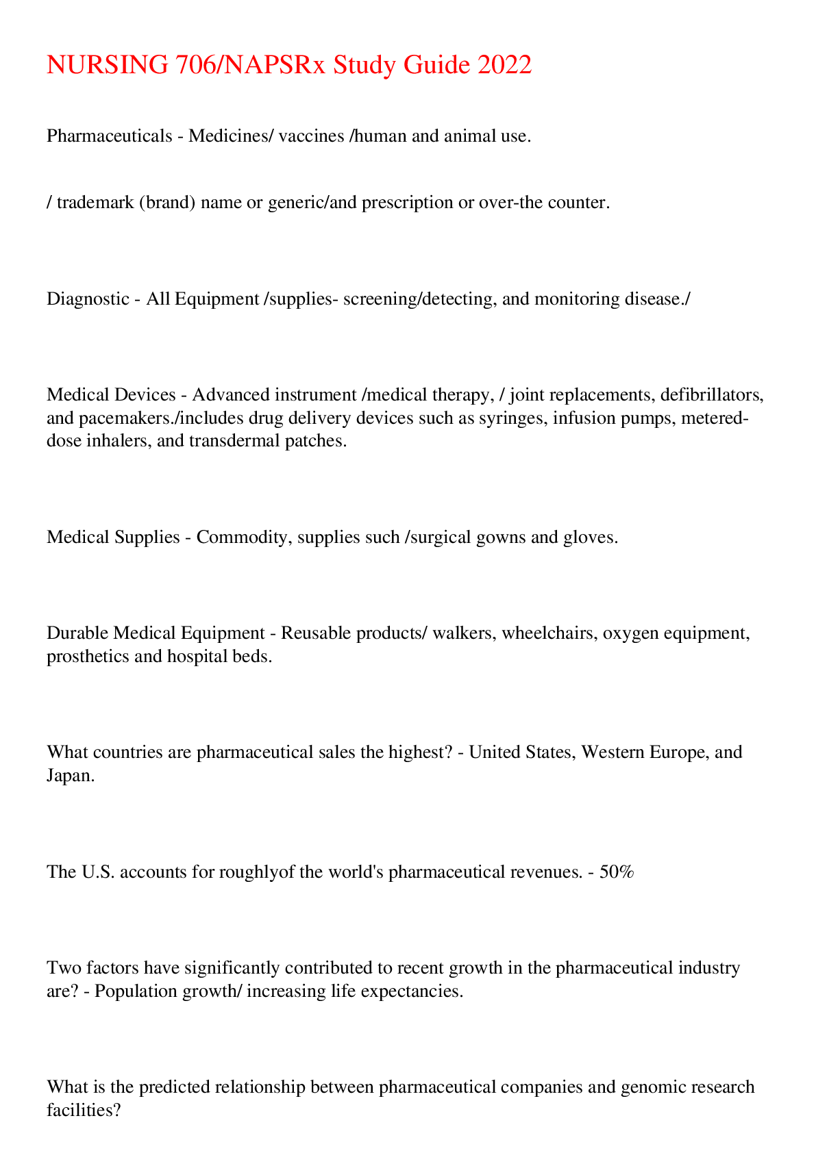 Preview image of NURSING 706/NAPSRx Study Guide 2022,100% CORRECT document