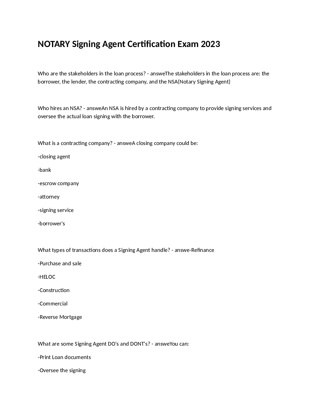 Preview image for NOTARY Signing Agent Certification Exam 2023