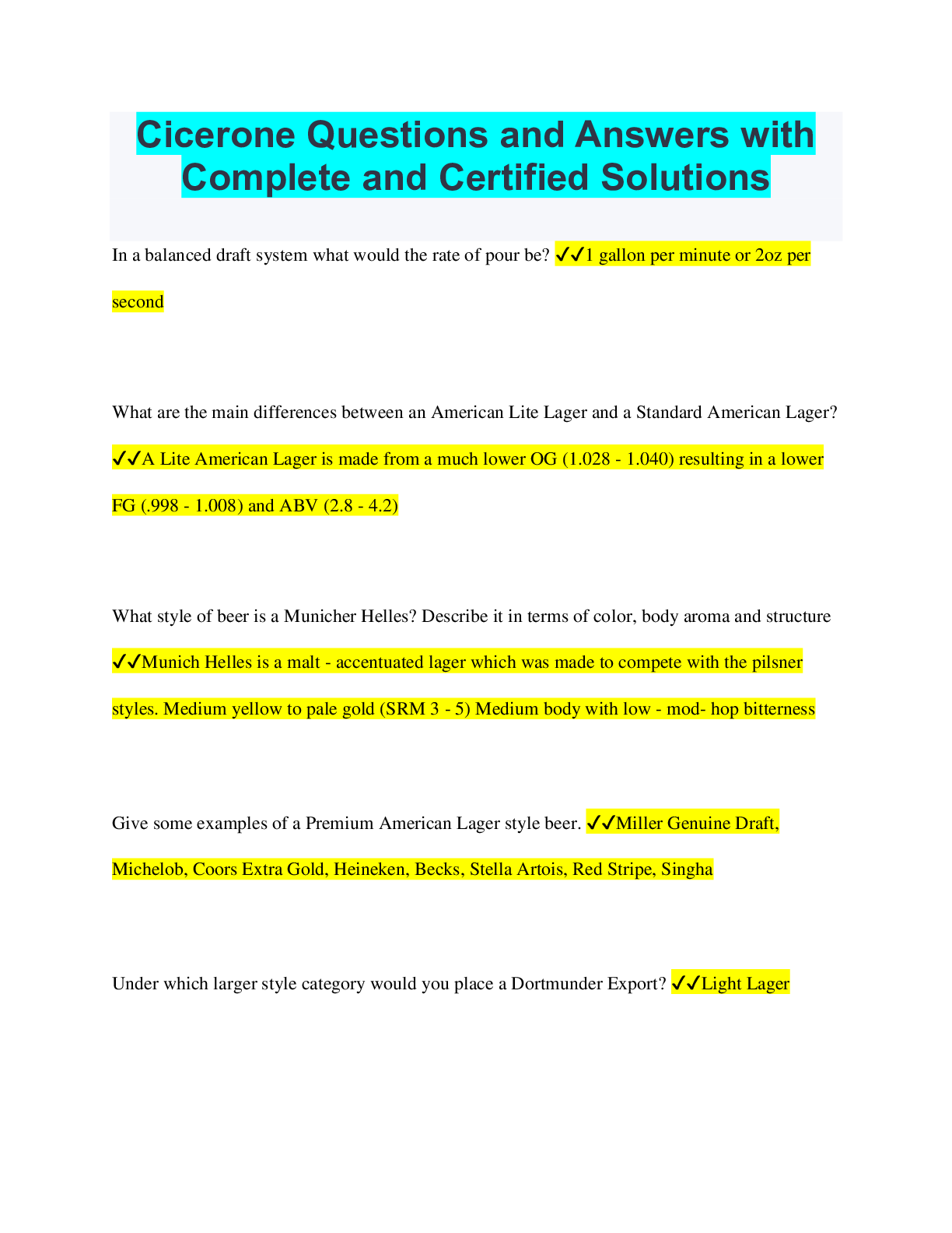 Preview image of Cicerone Questions and Answers with Complete and Certified Solutions document