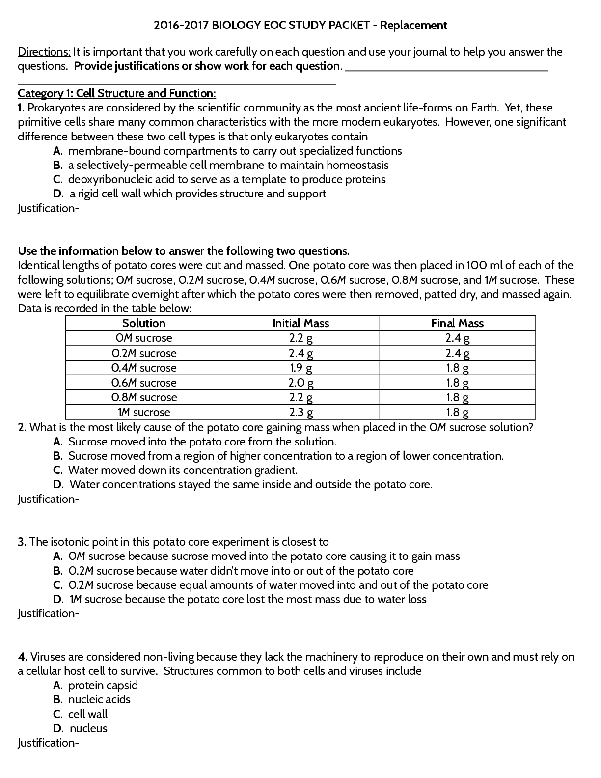 Preview image for BIOLOGY EOC STUDY PACKET -