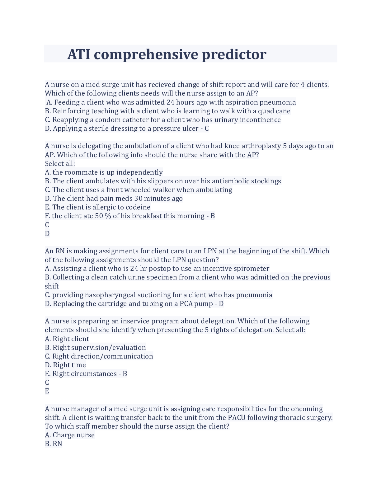 Preview image of ATI comprehensive predictor With Complete Solution document