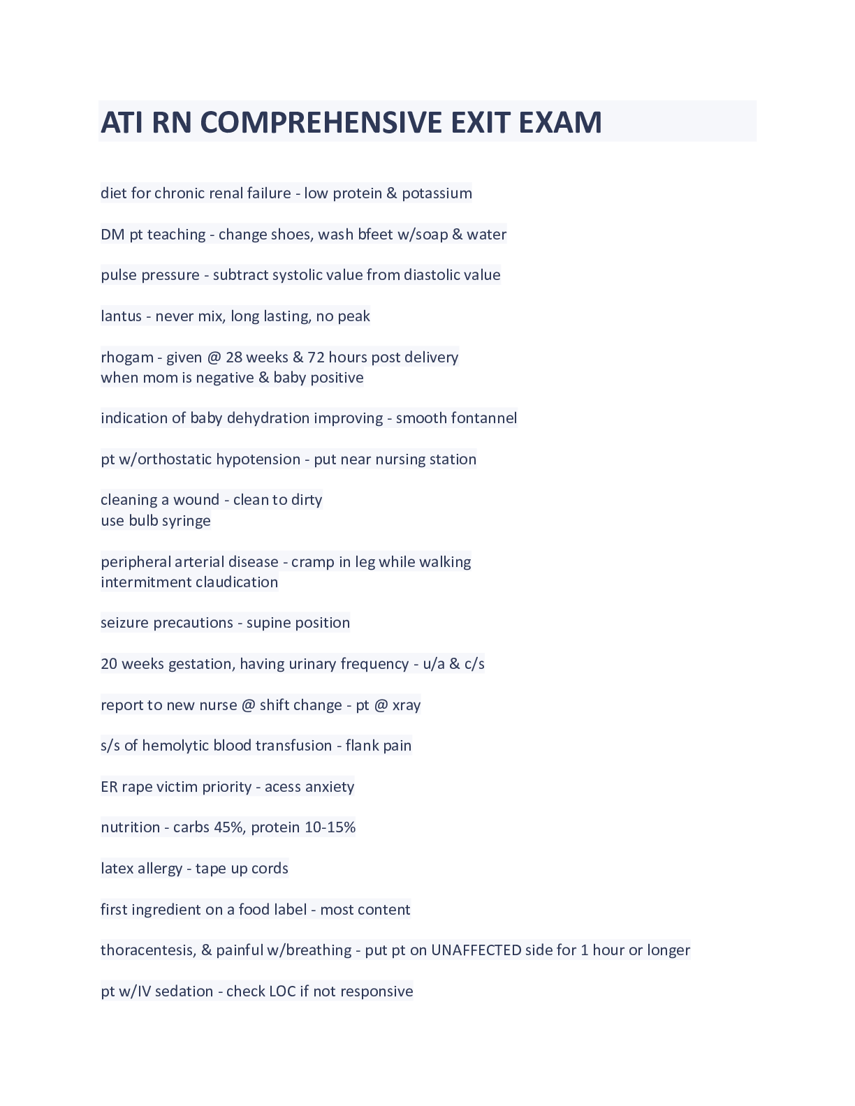 Preview image of ATI RN COMPREHENSIVE EXIT EXAM document