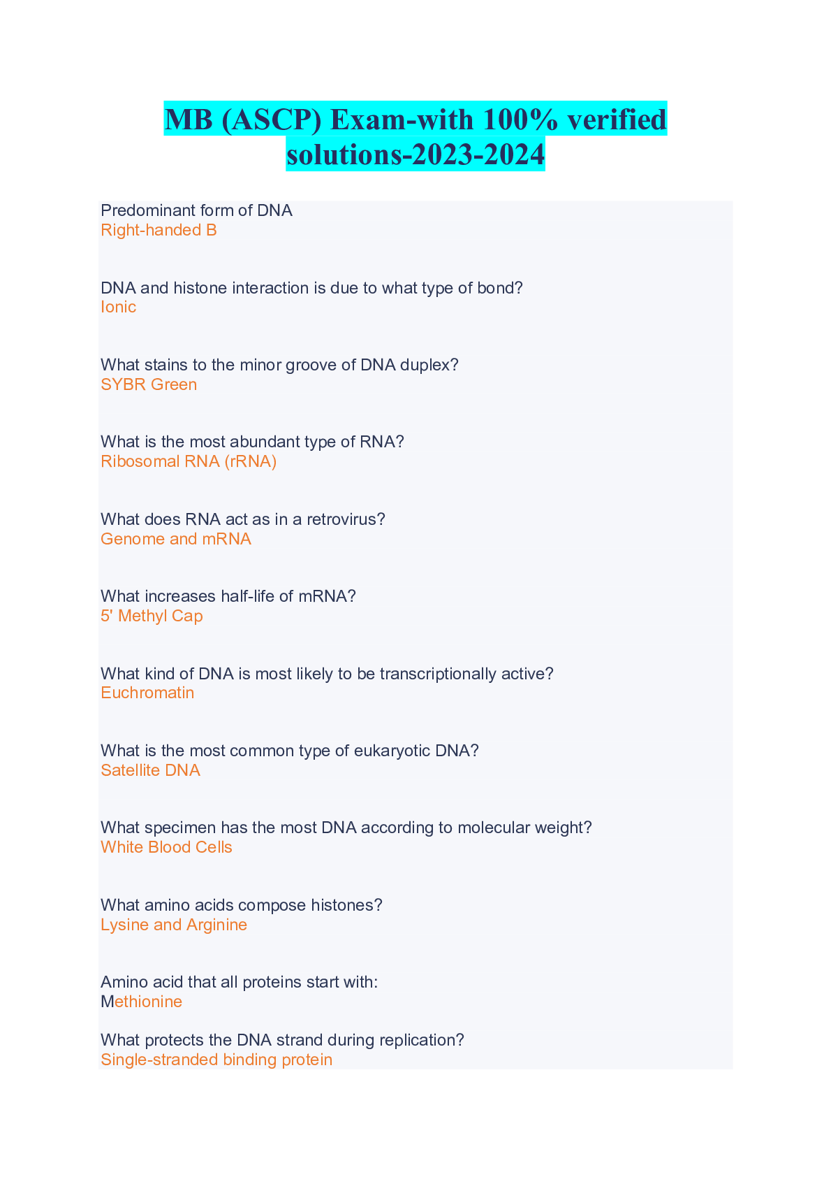 Preview image for MB (ASCP) Exam-with 100% verified solutions-2023-2024