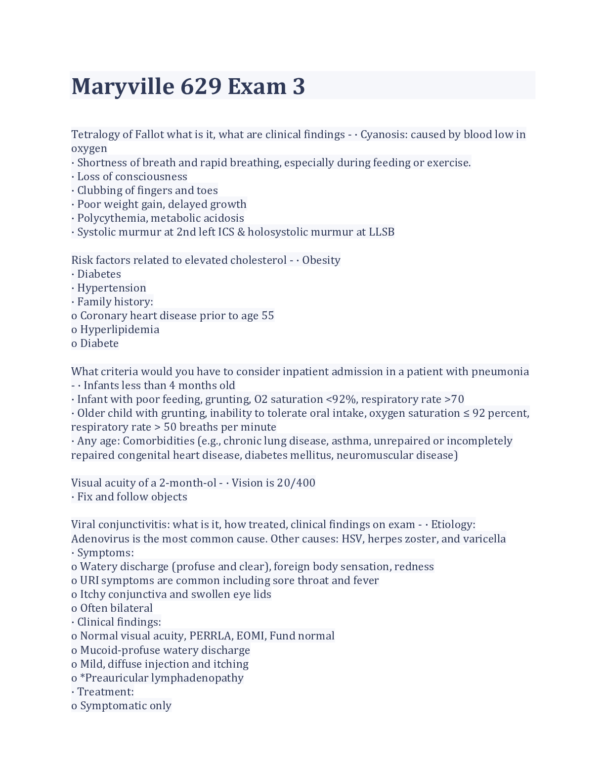 Preview image of Maryville 629 Exam 3 with complete Solution document