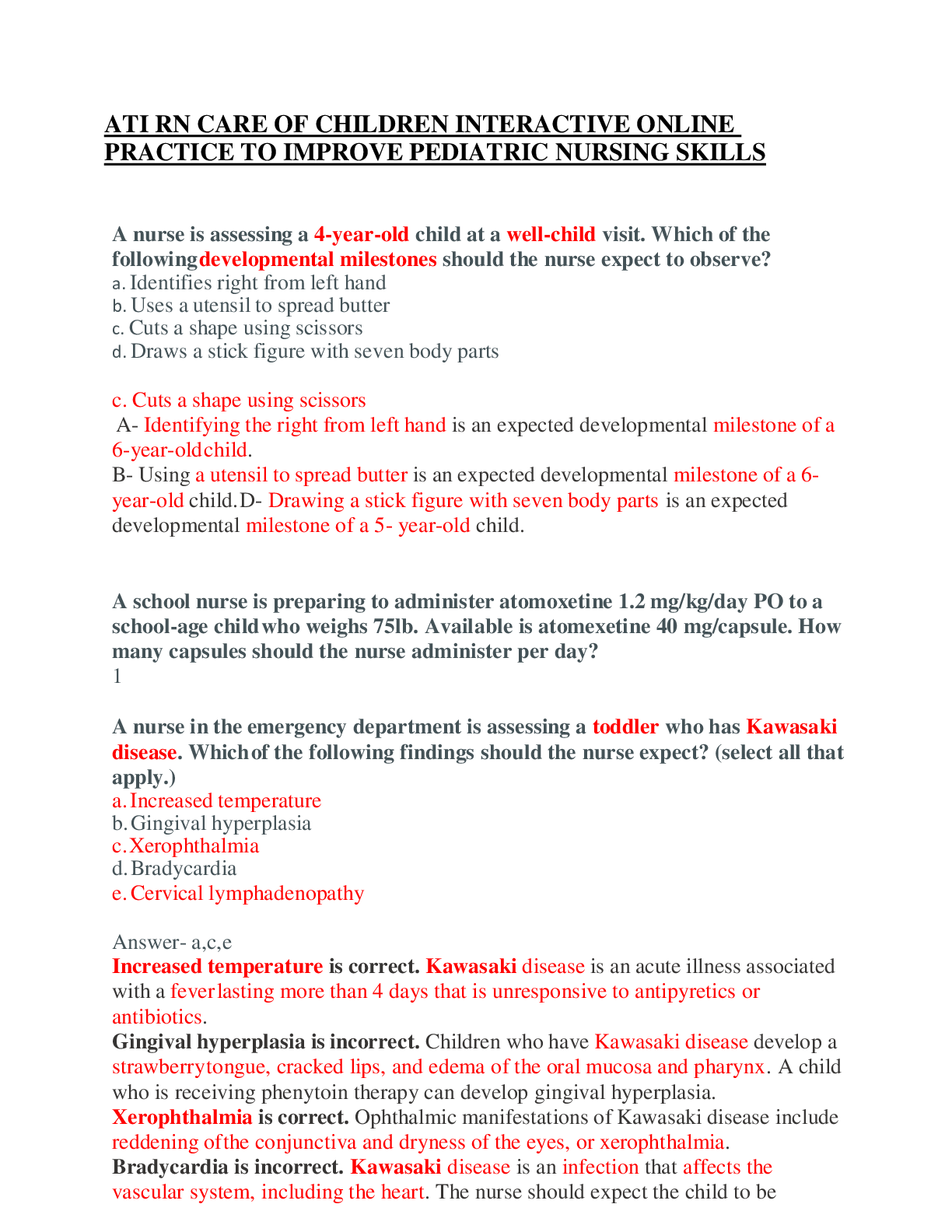 Preview image for ATI RN CARE OF CHILDREN INTERACTIVE ONLINE PRACTICE TO IMPROVE PEDIATRIC NURSING SKILLS