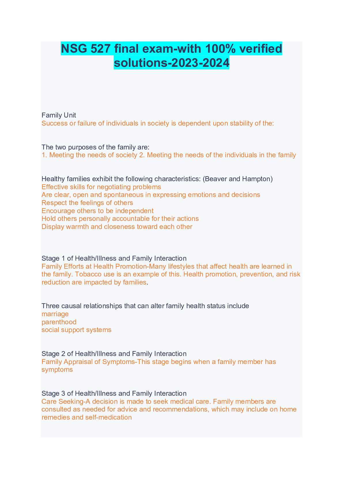 Preview image for NSG 527 final exam-with 100% verified solutions-2023-2024