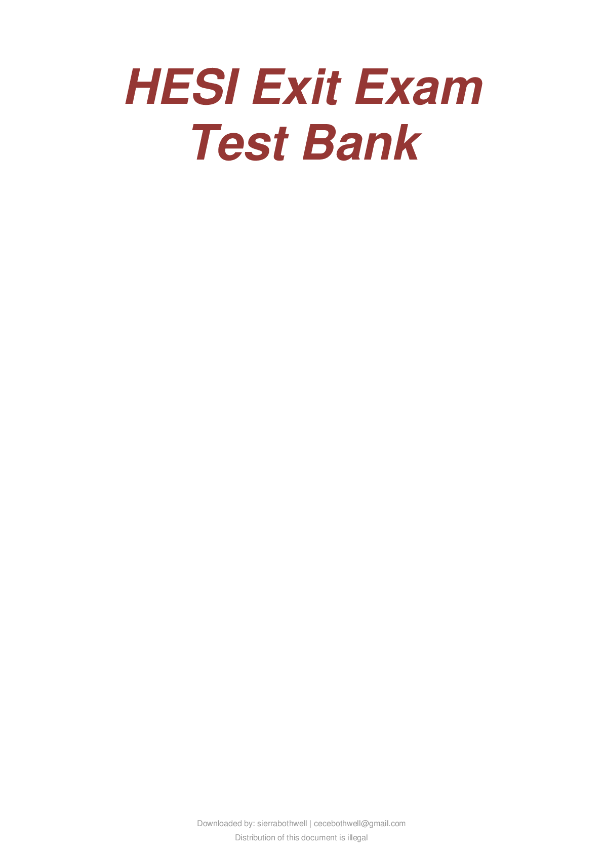 Preview image for HESI Exit Exam Test Bank