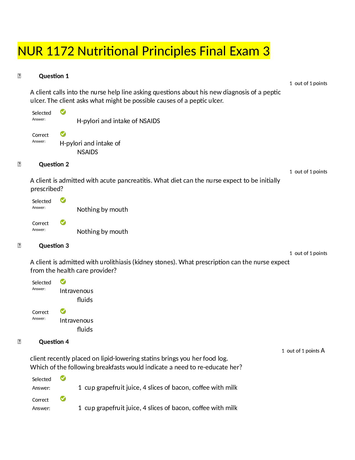 Preview image of NUR 1172 Nutritional Principles Final Exam 3 document