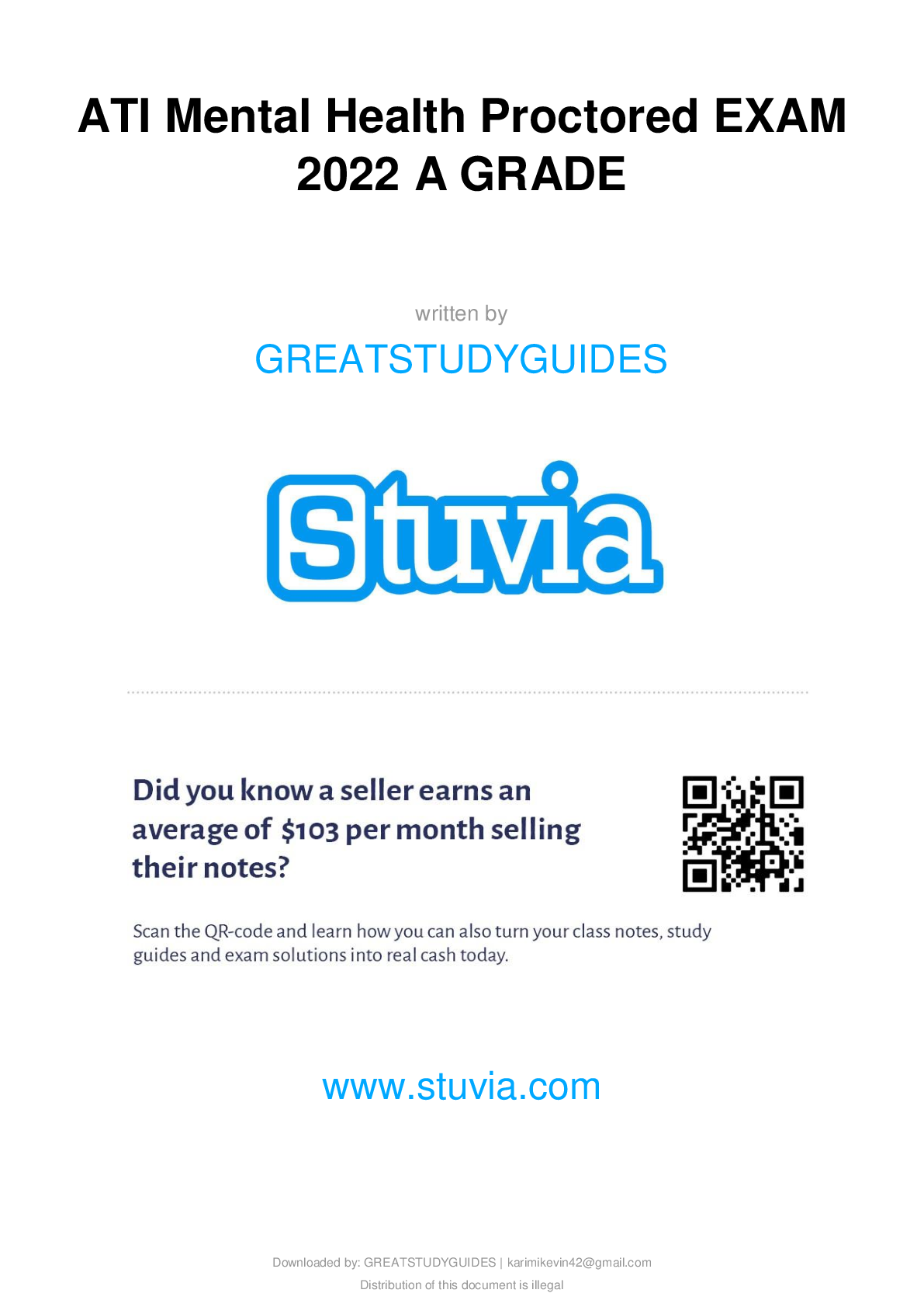 Preview image for ATI Mental Health Proctored EXAM 2023 A GRADE