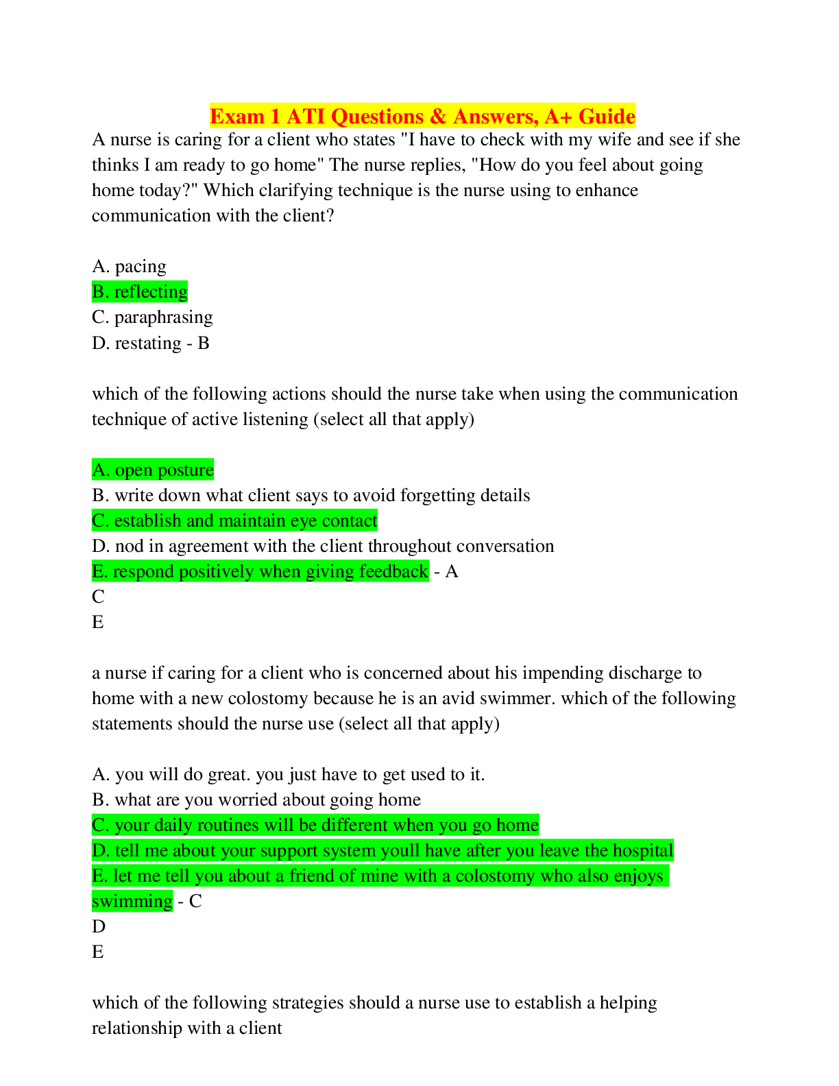 Preview image for Exam 1 ATI Questions & Answers, A+ Guide