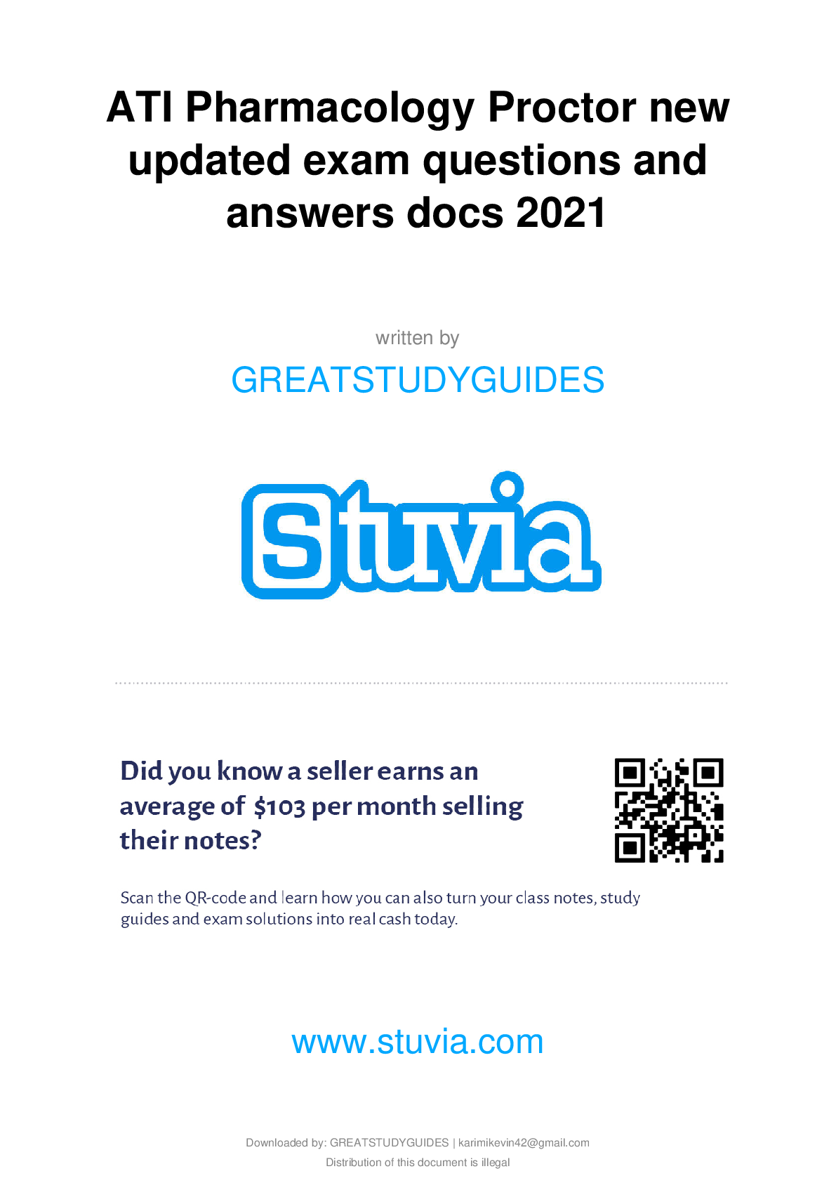 Preview image for ATI Pharmacology Proctor	new updated exam questions and answers docs 2023